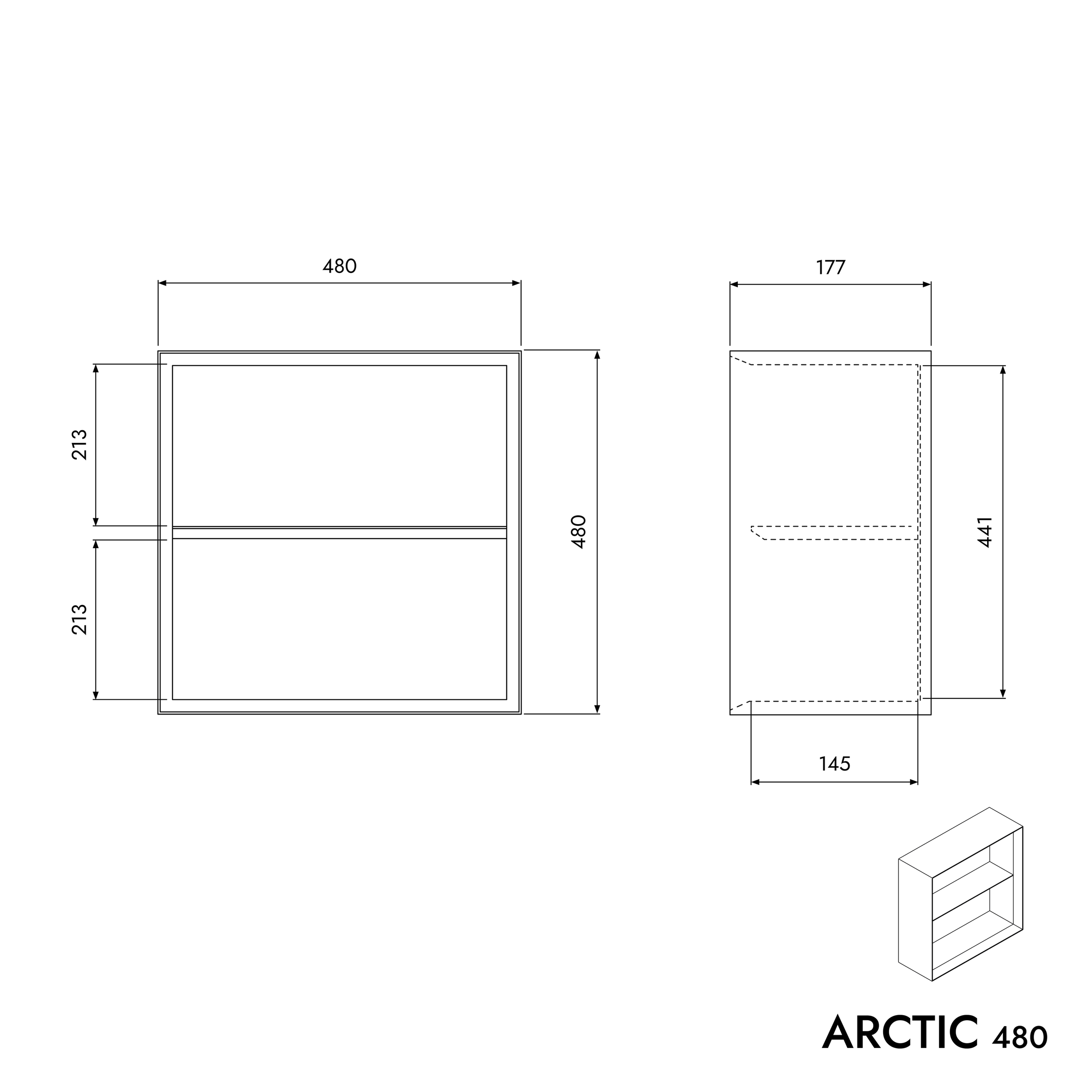 Wall shelf ARCTIC 480 - White Softtouch - incl. shelf