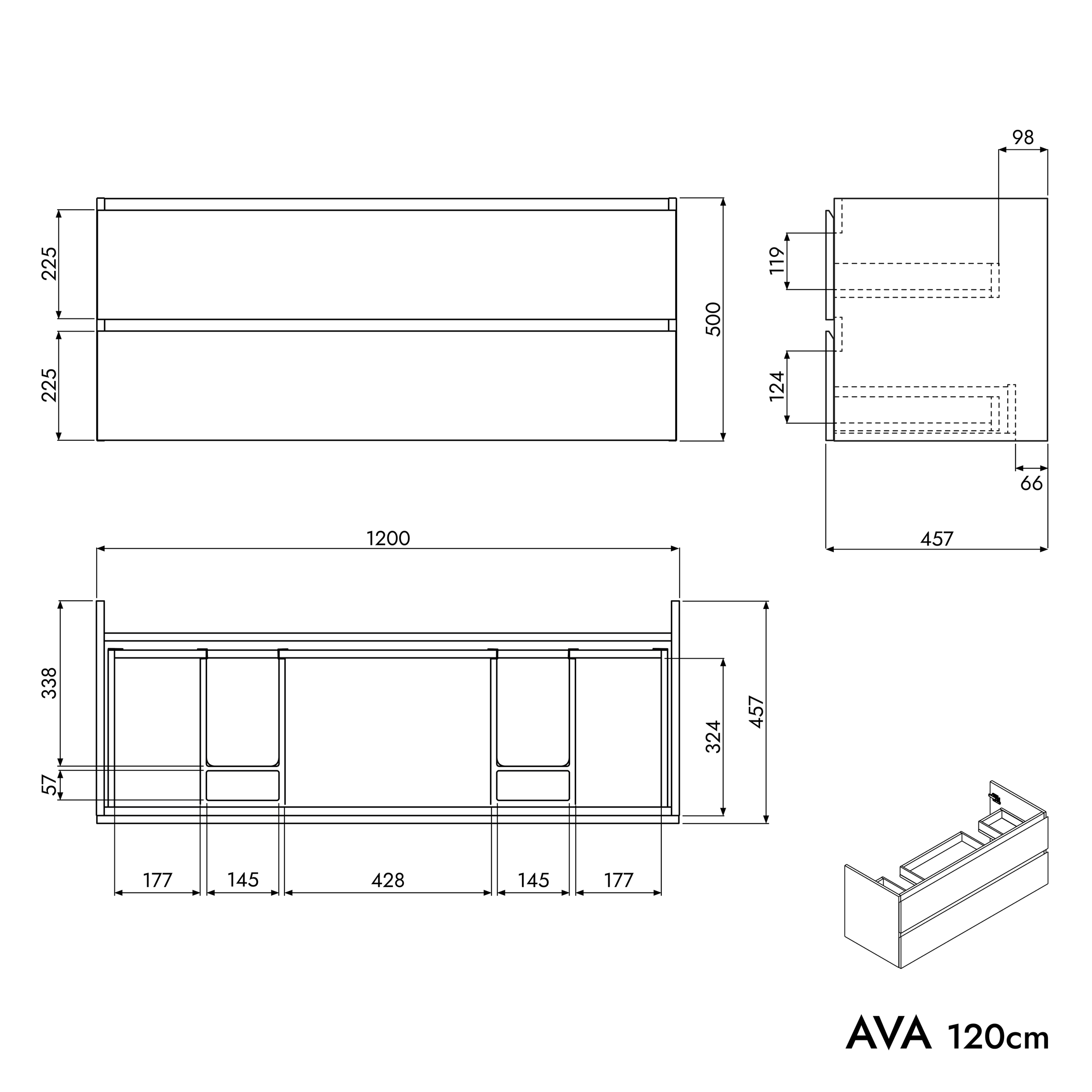 Vanity unit AVA 120 cm