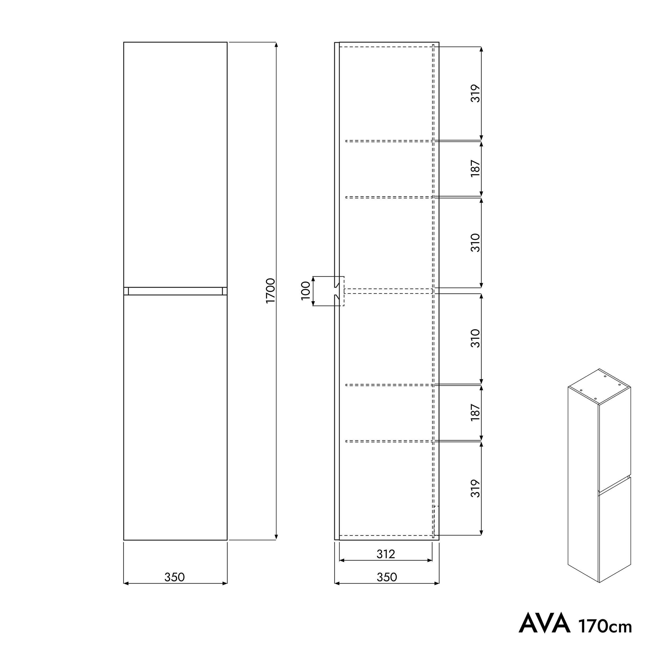 Tall cabinet AVA 170 cm