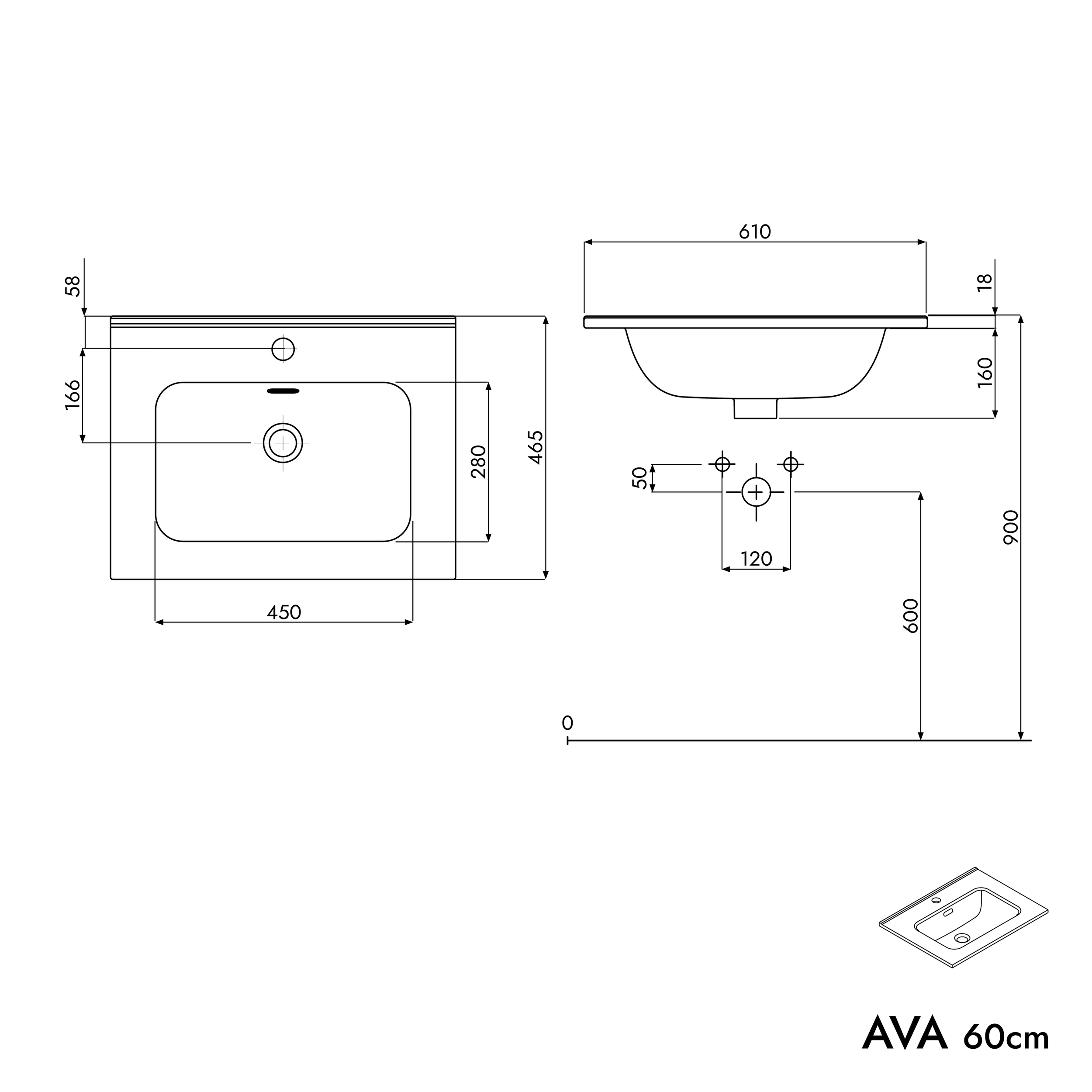 Vanity unit AVA 60 cm