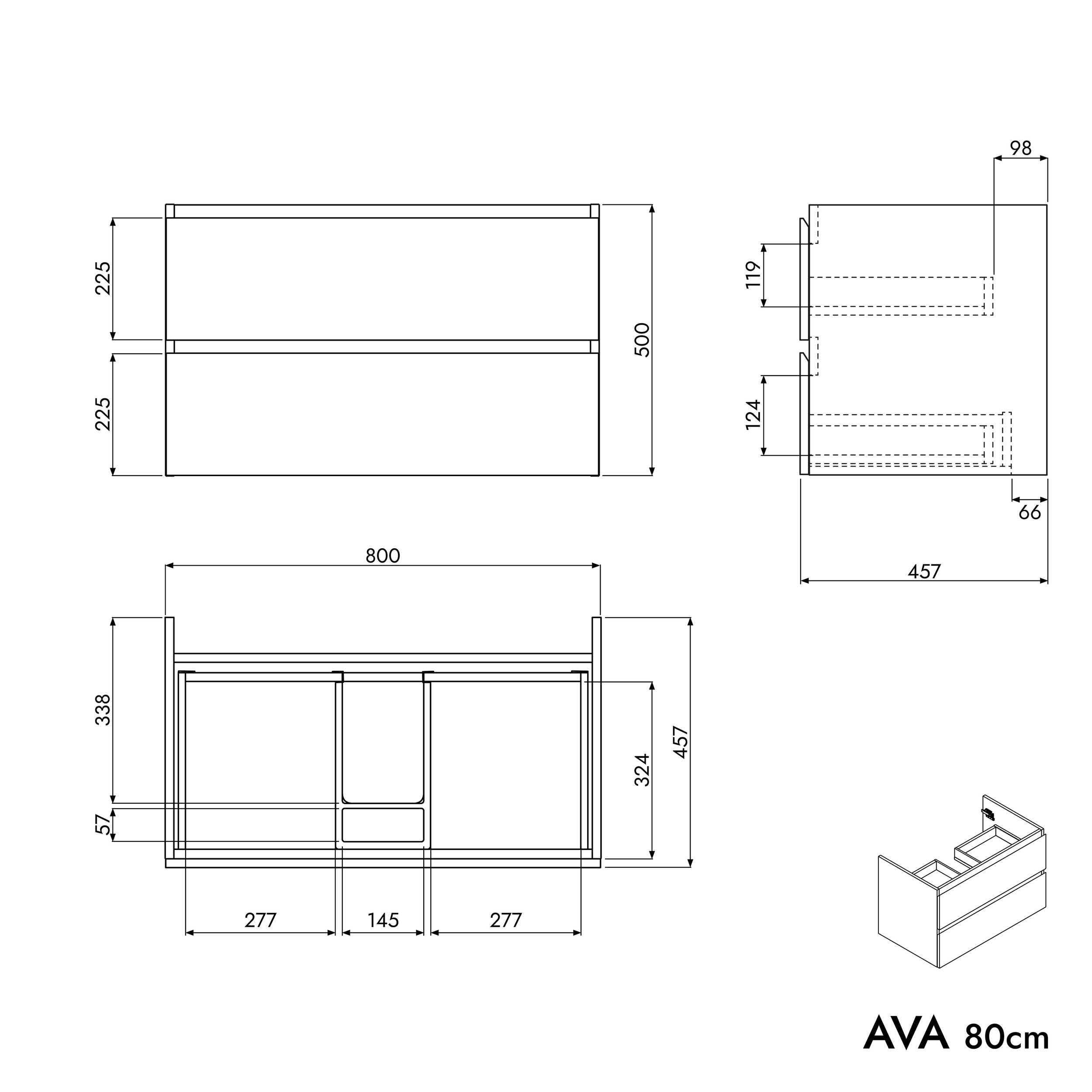 Vanity unit AVA 80 cm