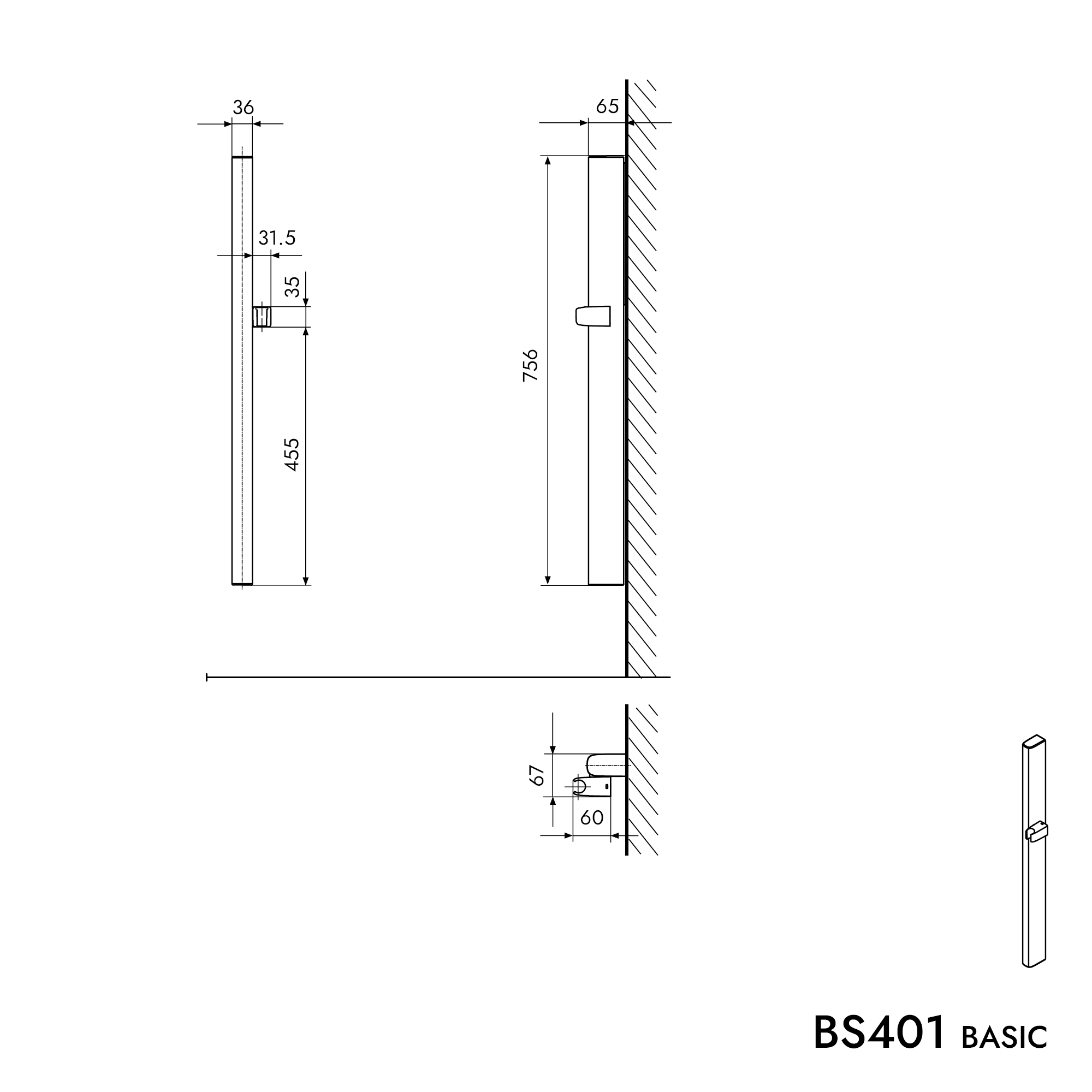 Shower rail BS401 BASIC