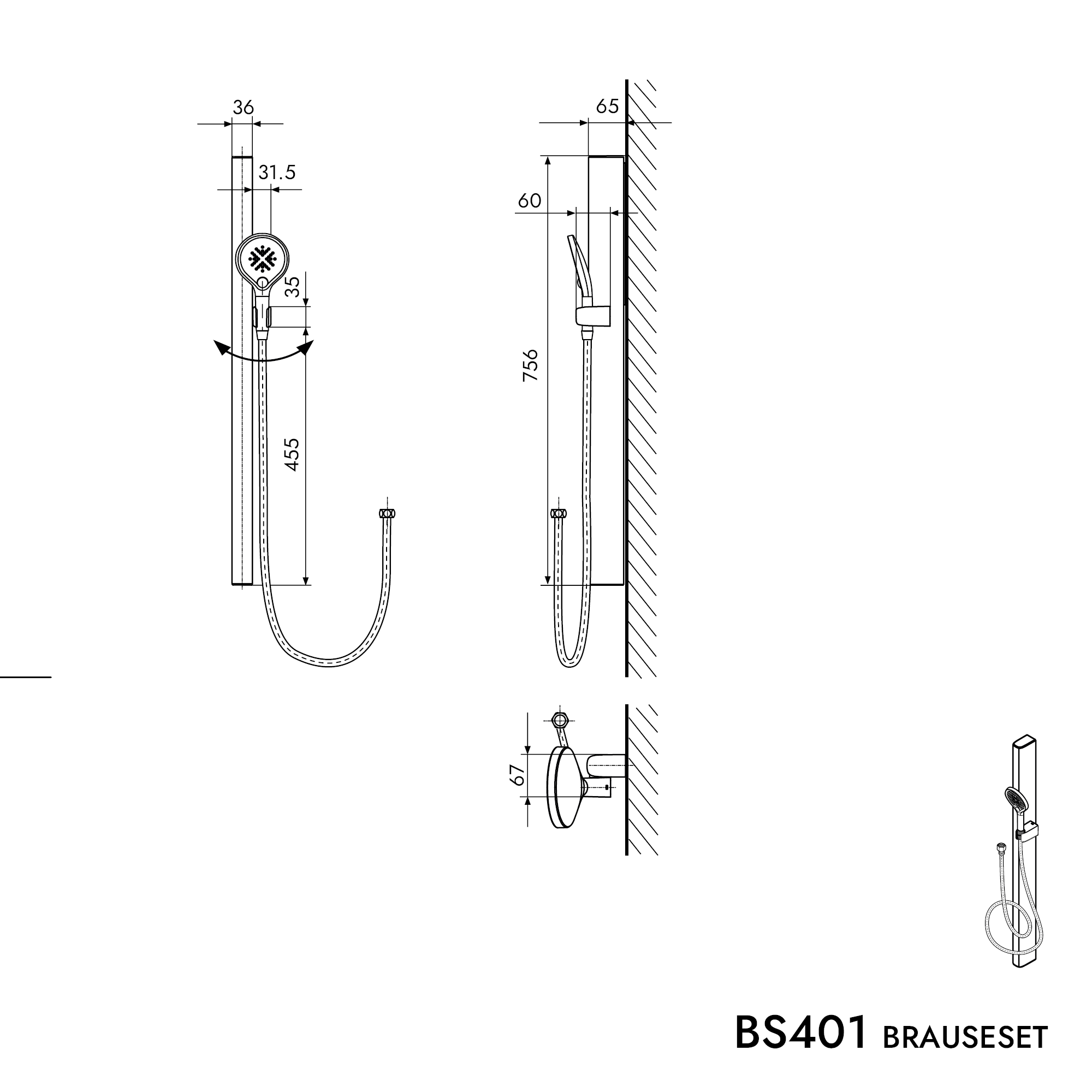 Shower set shower rail BS401