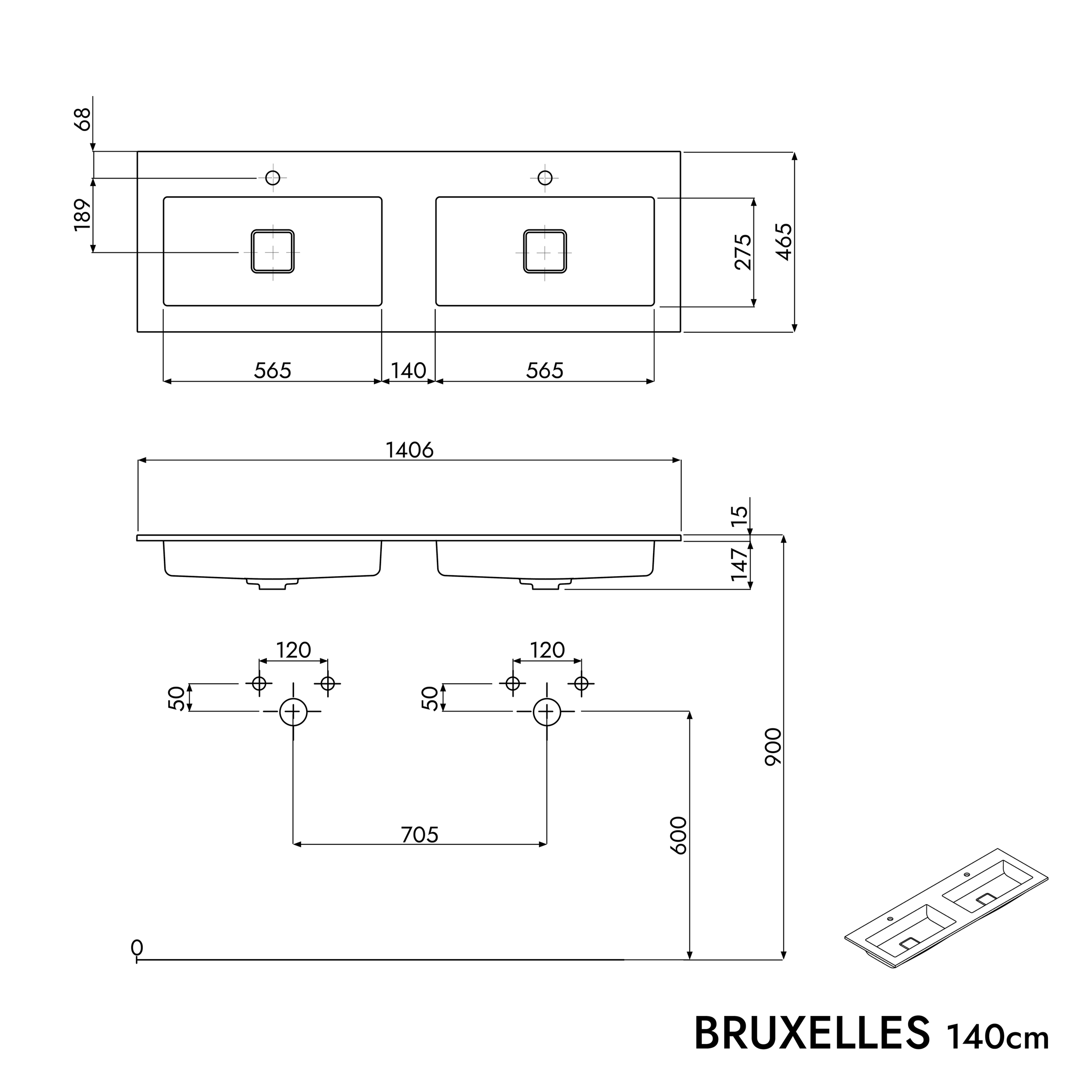 Vanity unit LAVOA 140 cm