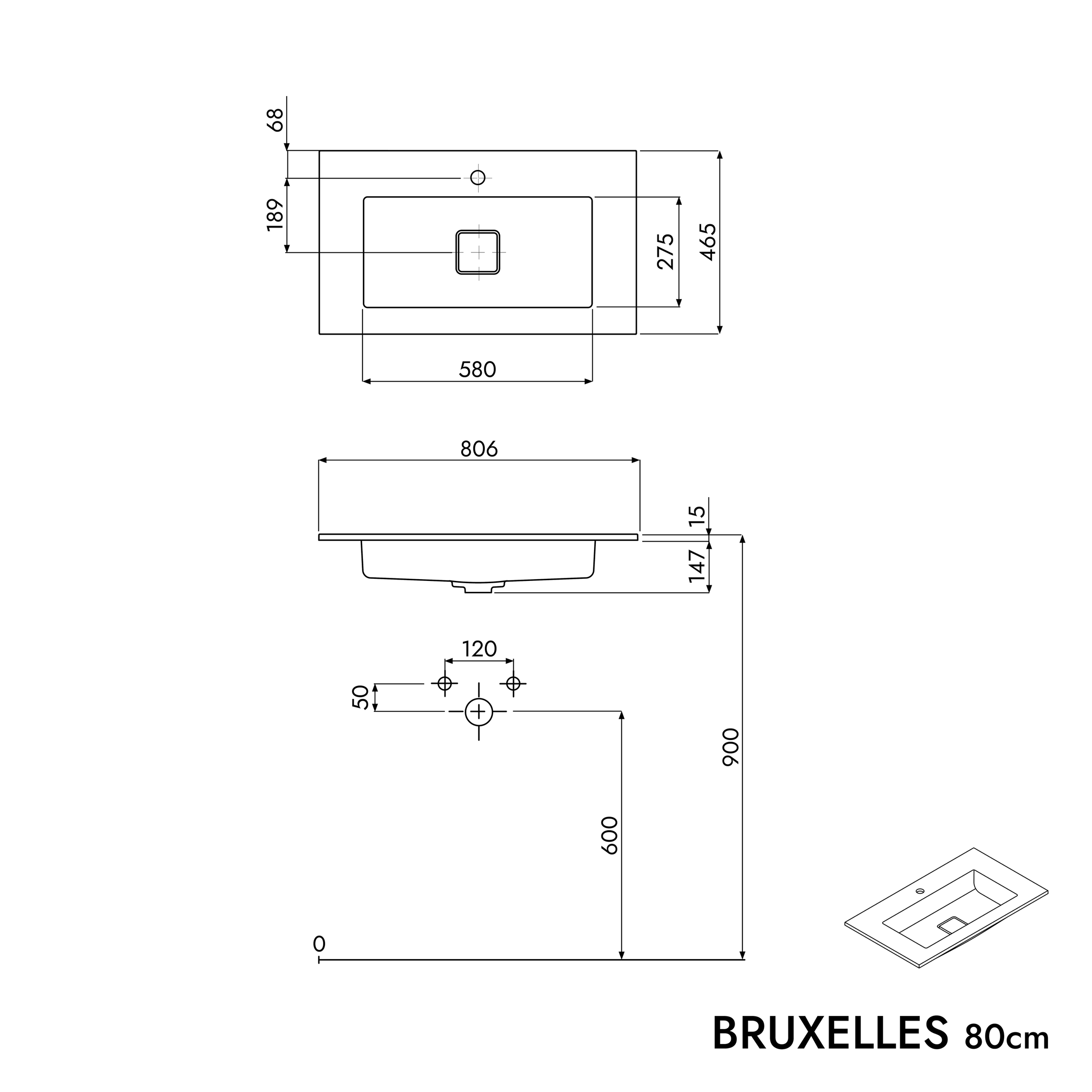 VIREO 80 cm vanity unit