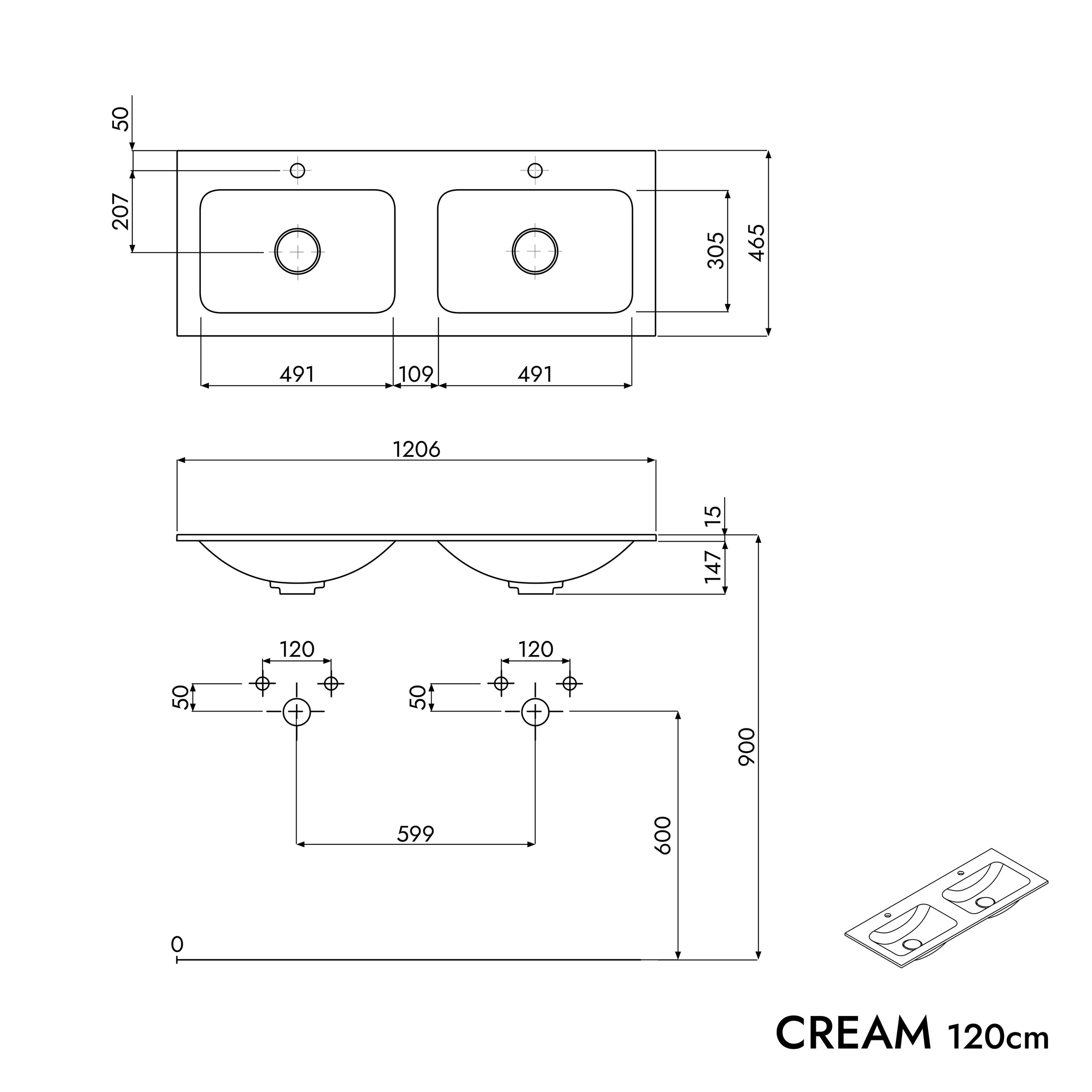 Vanity unit LAVOA 120 cm