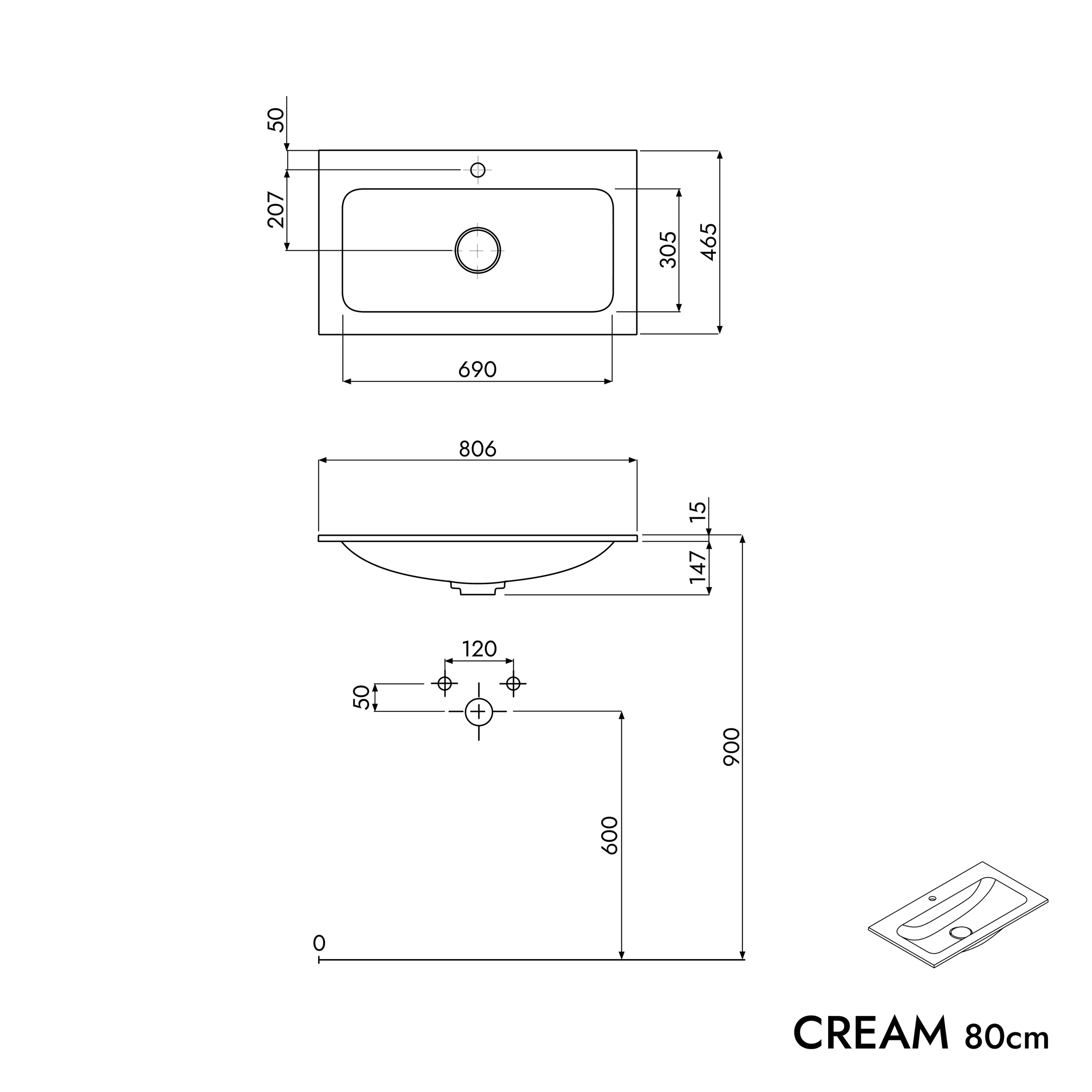 Vanity unit VIREO 80 cm