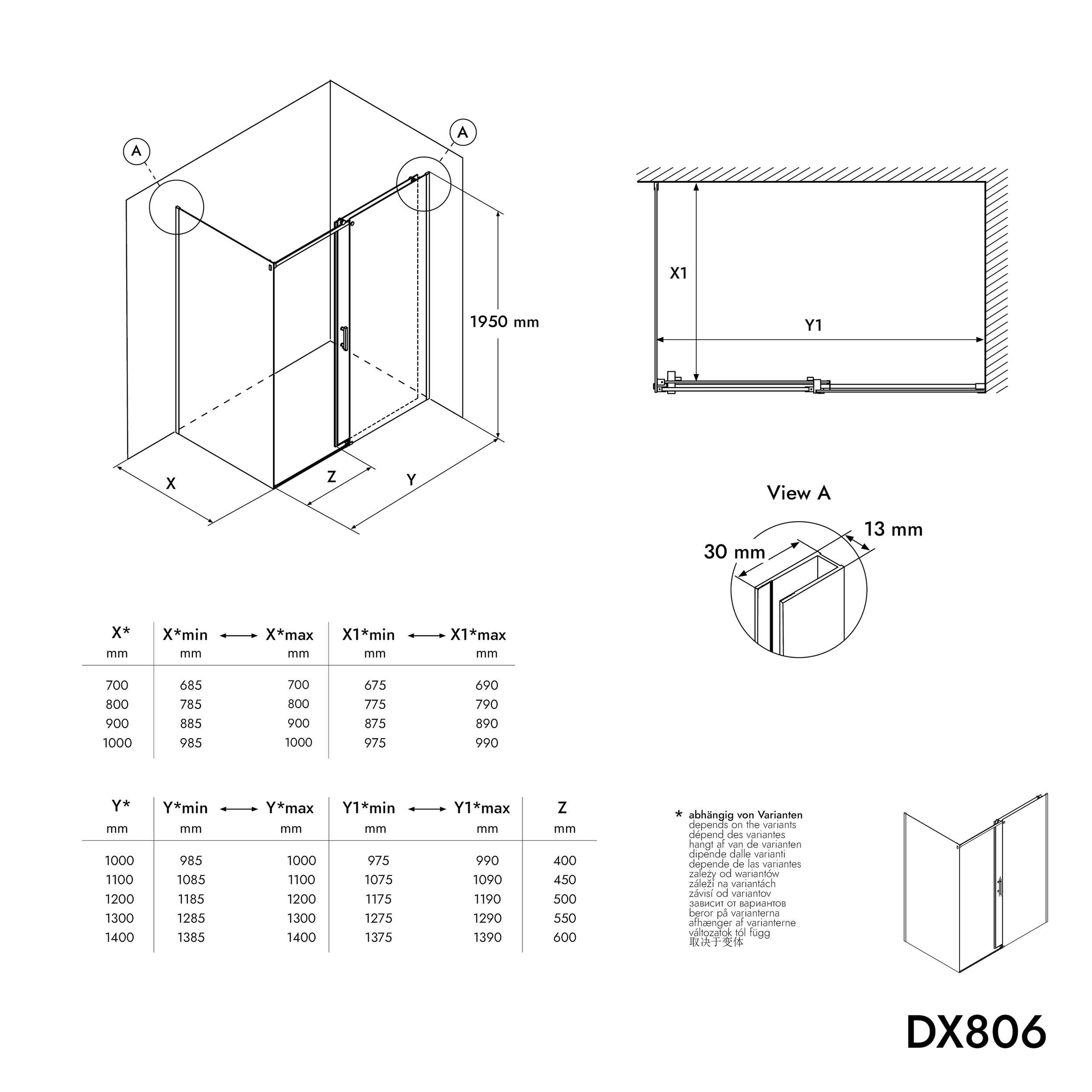Corner shower with sliding door NT806 FLEX