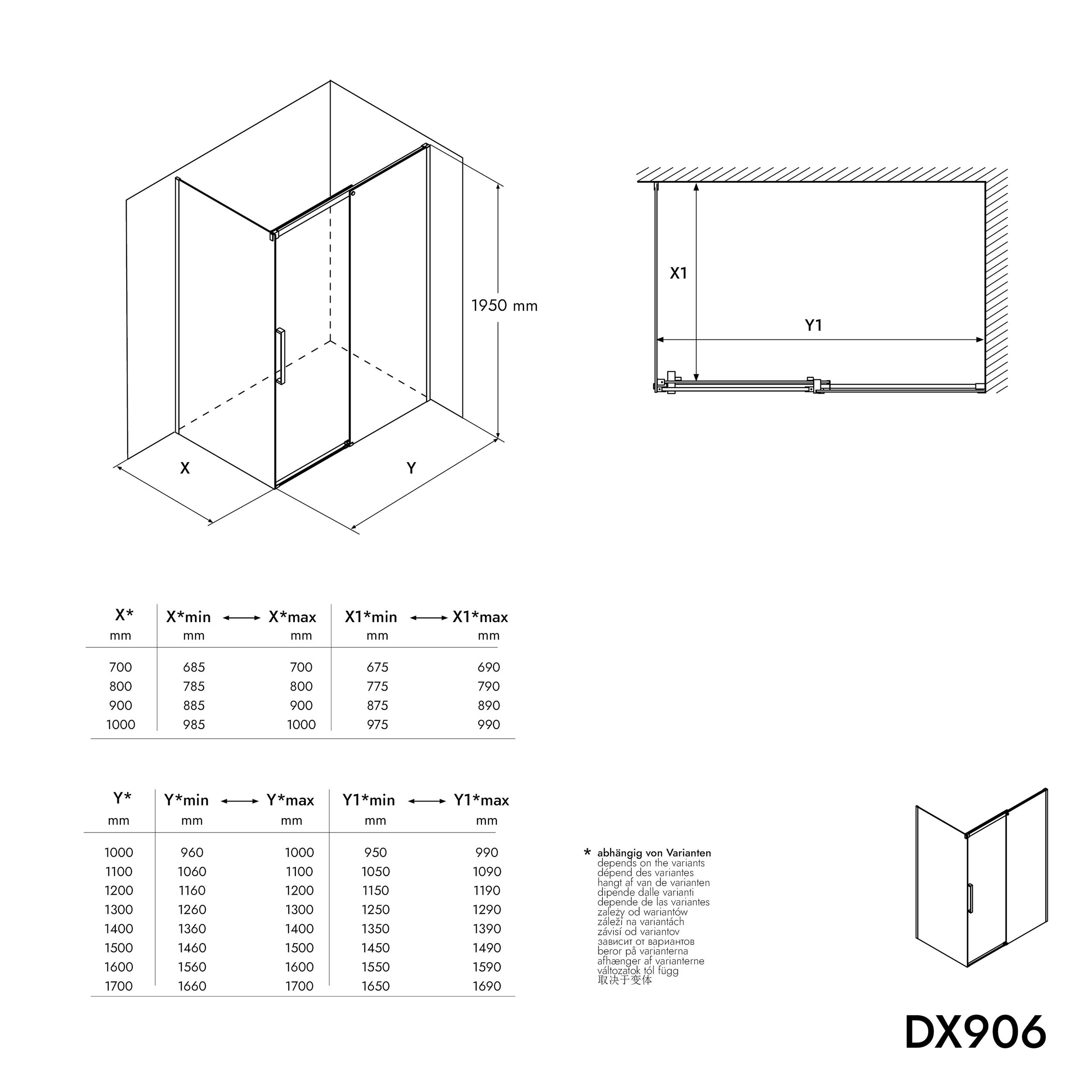 Corner shower with sliding door Soft-Close DX906 FLEX