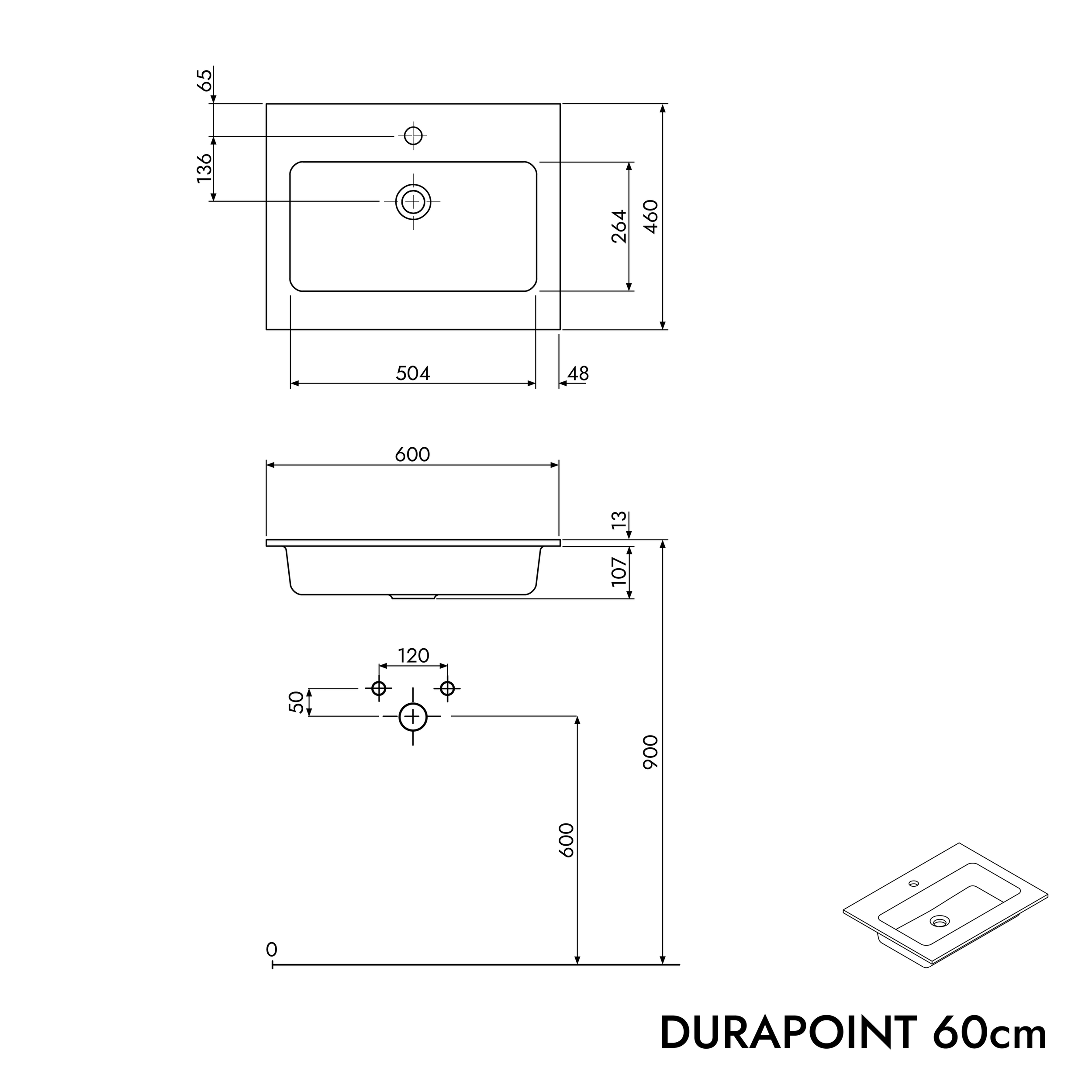 Duravit washbasin with vanity unit TIM 60 cm