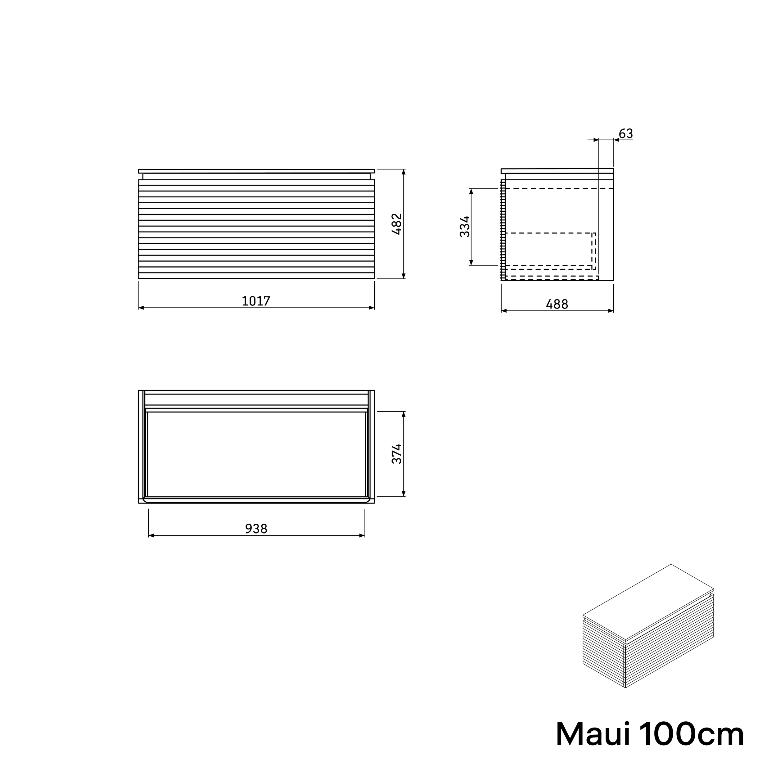 Washbasin cabinet MAUI 100 cm