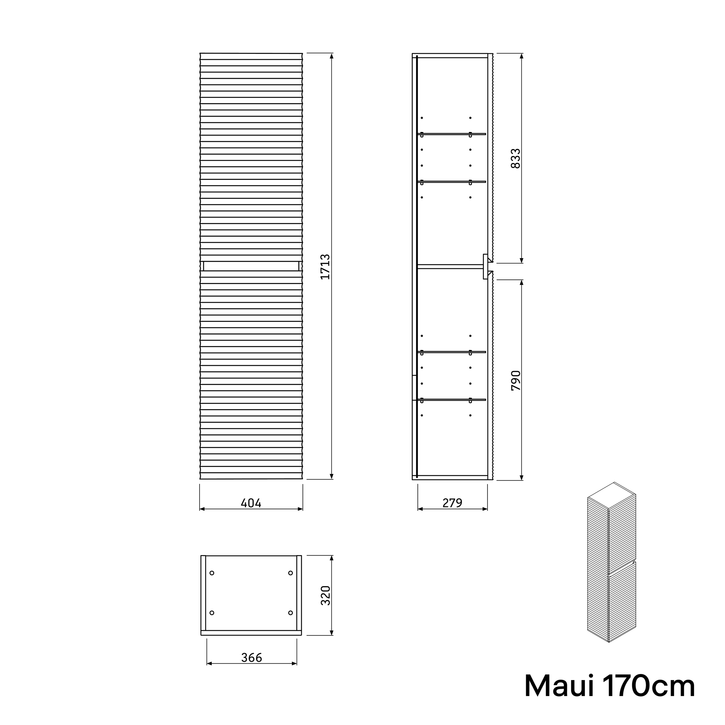 Bathroom tall cabinet MAUI 171 cm