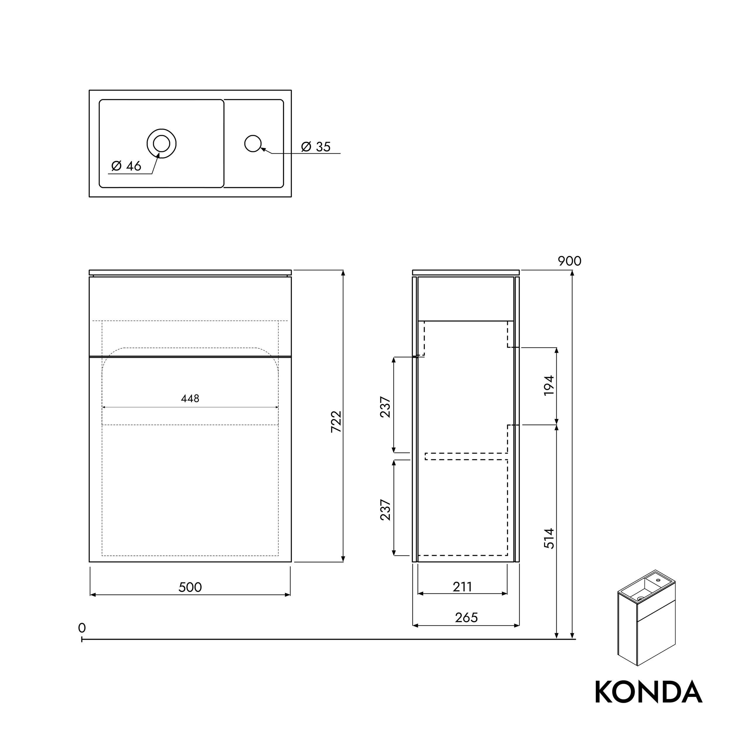 Vanity unit KONDA 50 cm 