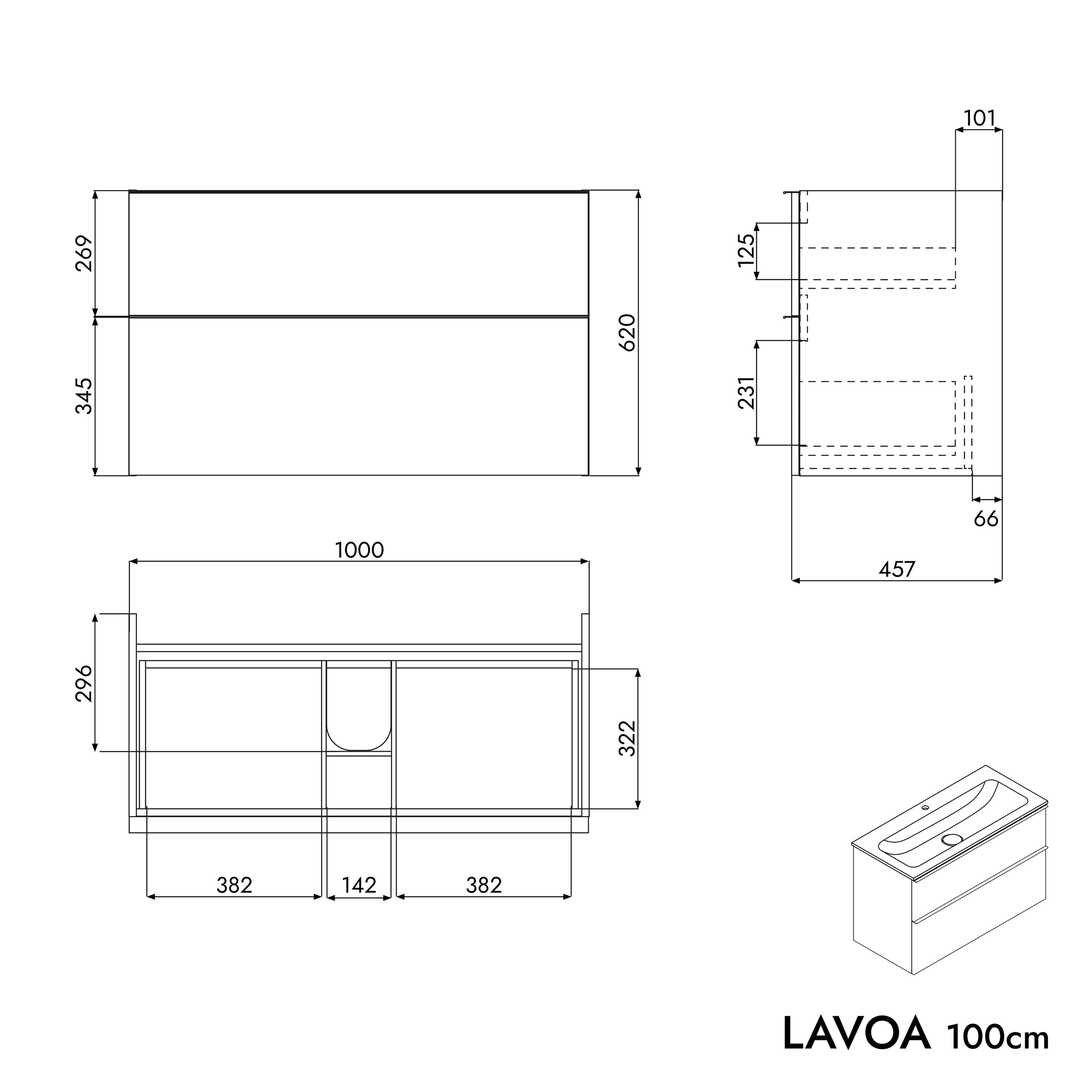 Vanity unit LAVOA 100 cm