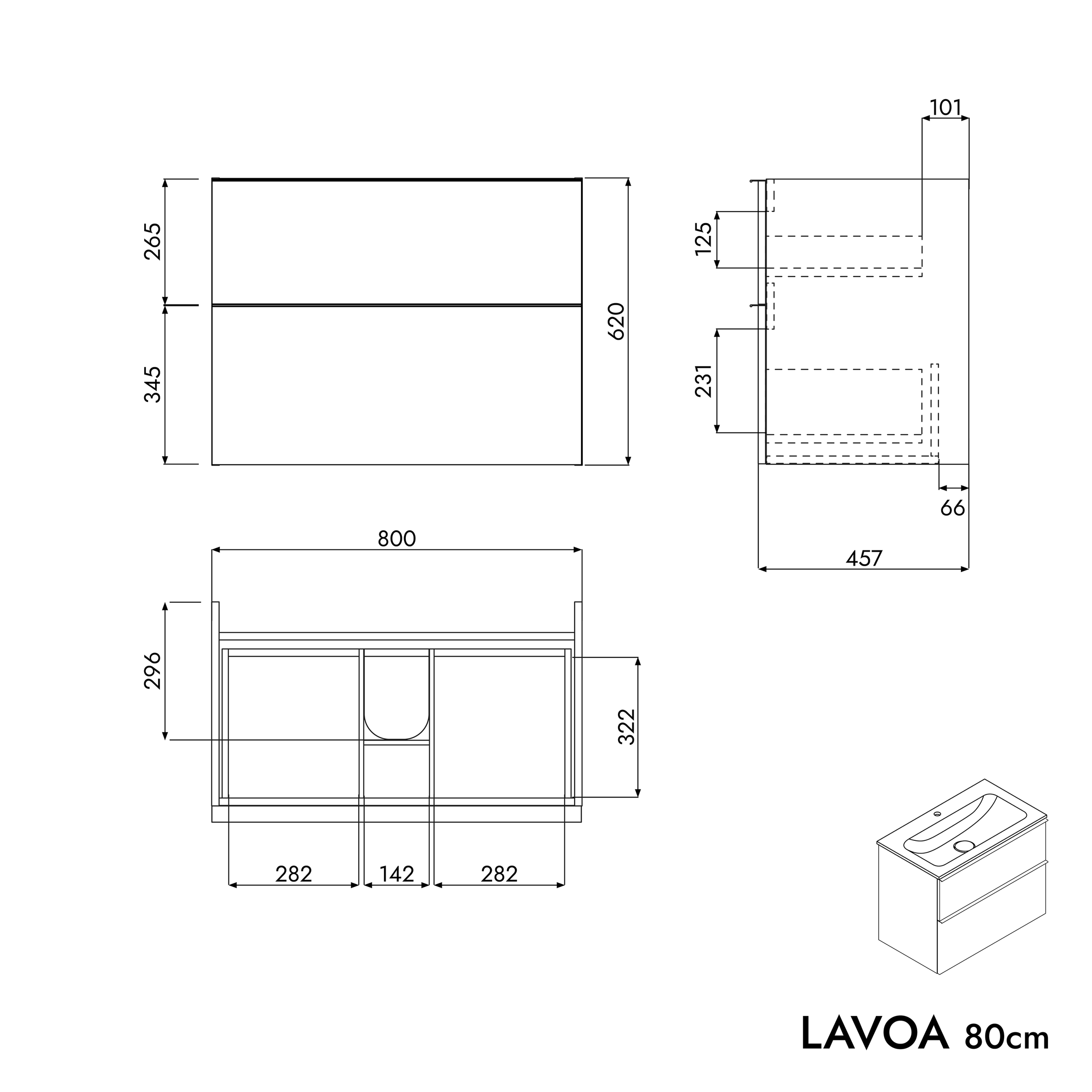 Vanity unit LAVOA 80 cm