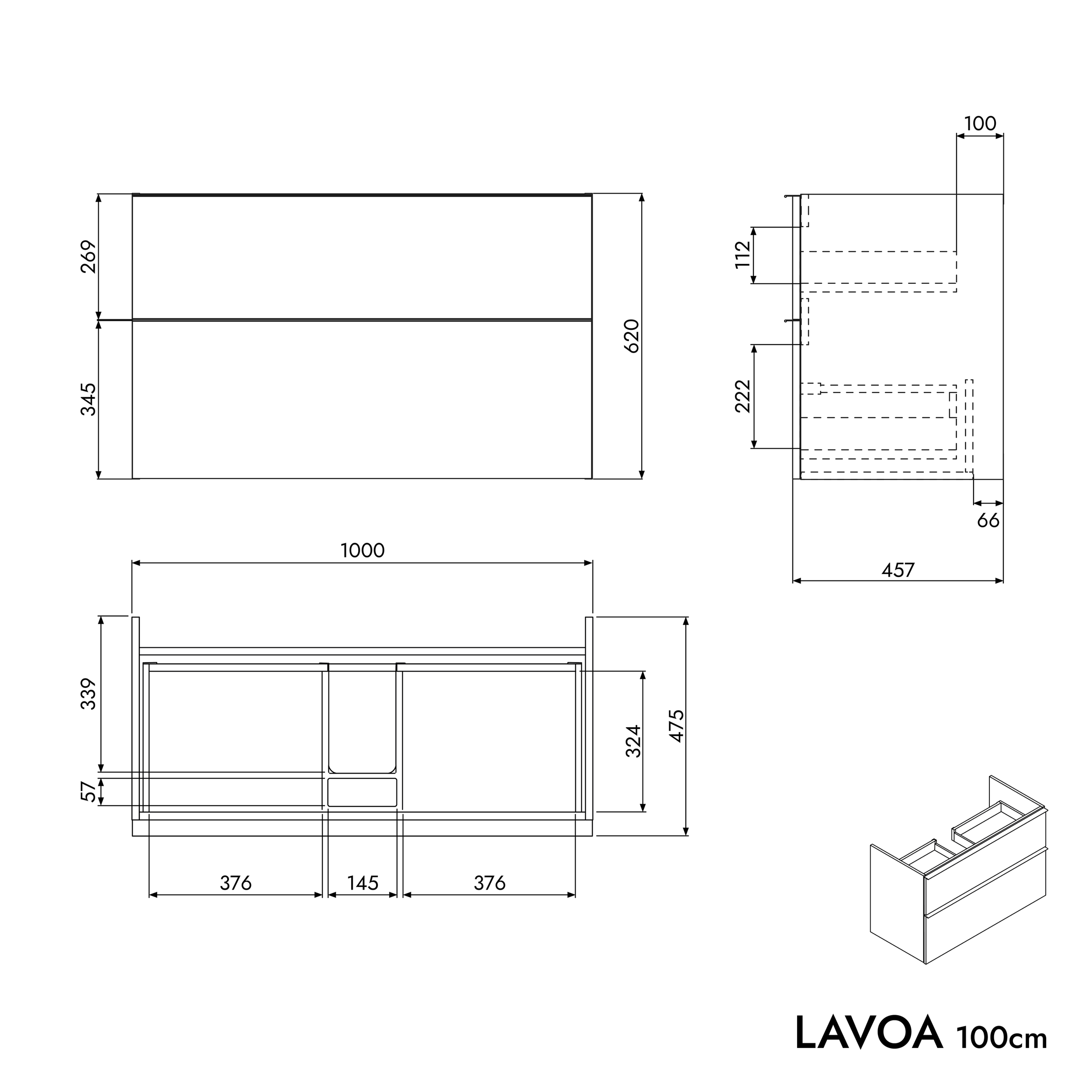 Vanity unit LAVOA 100 cm