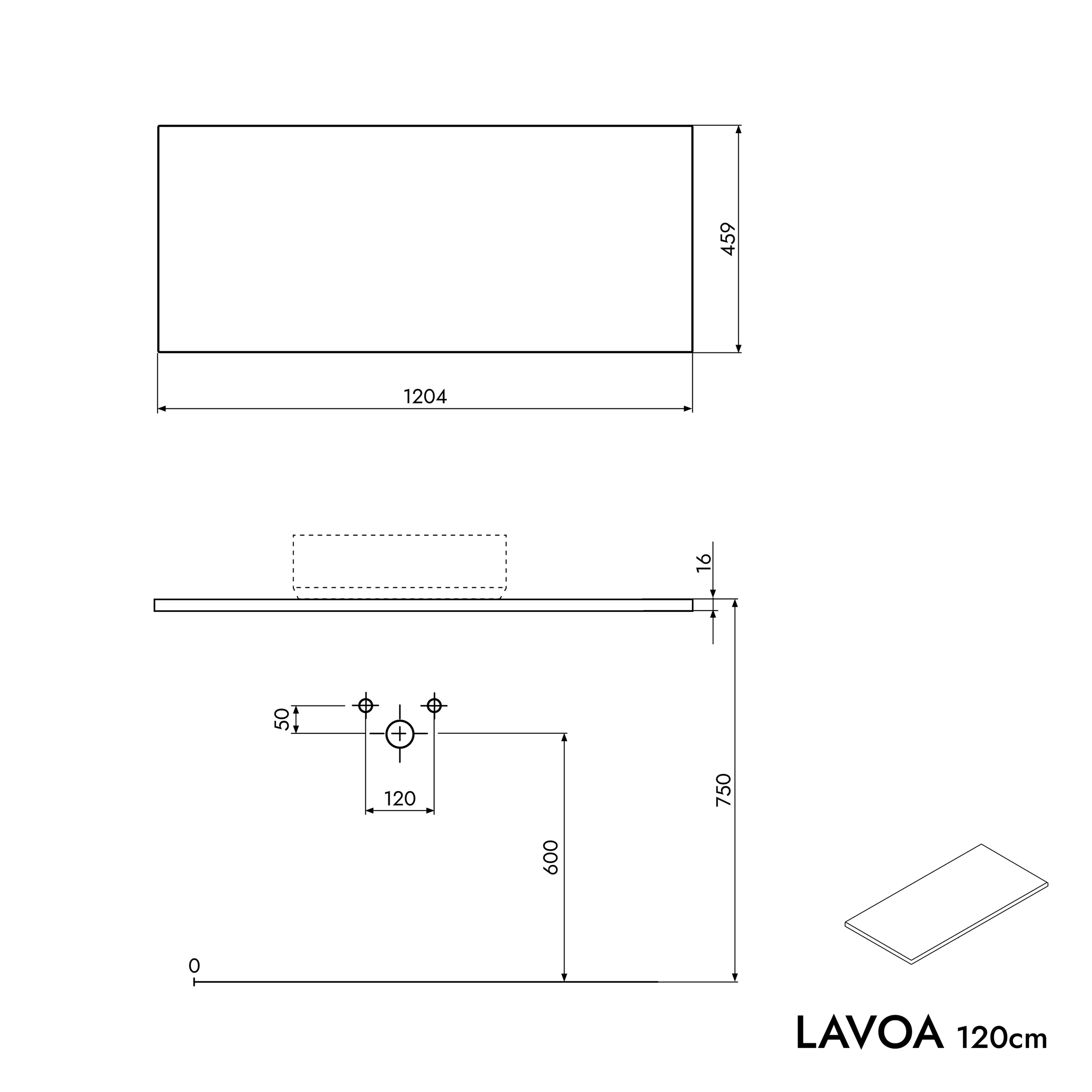 Bathroom furniture vanity unit LAVOA 120 cm