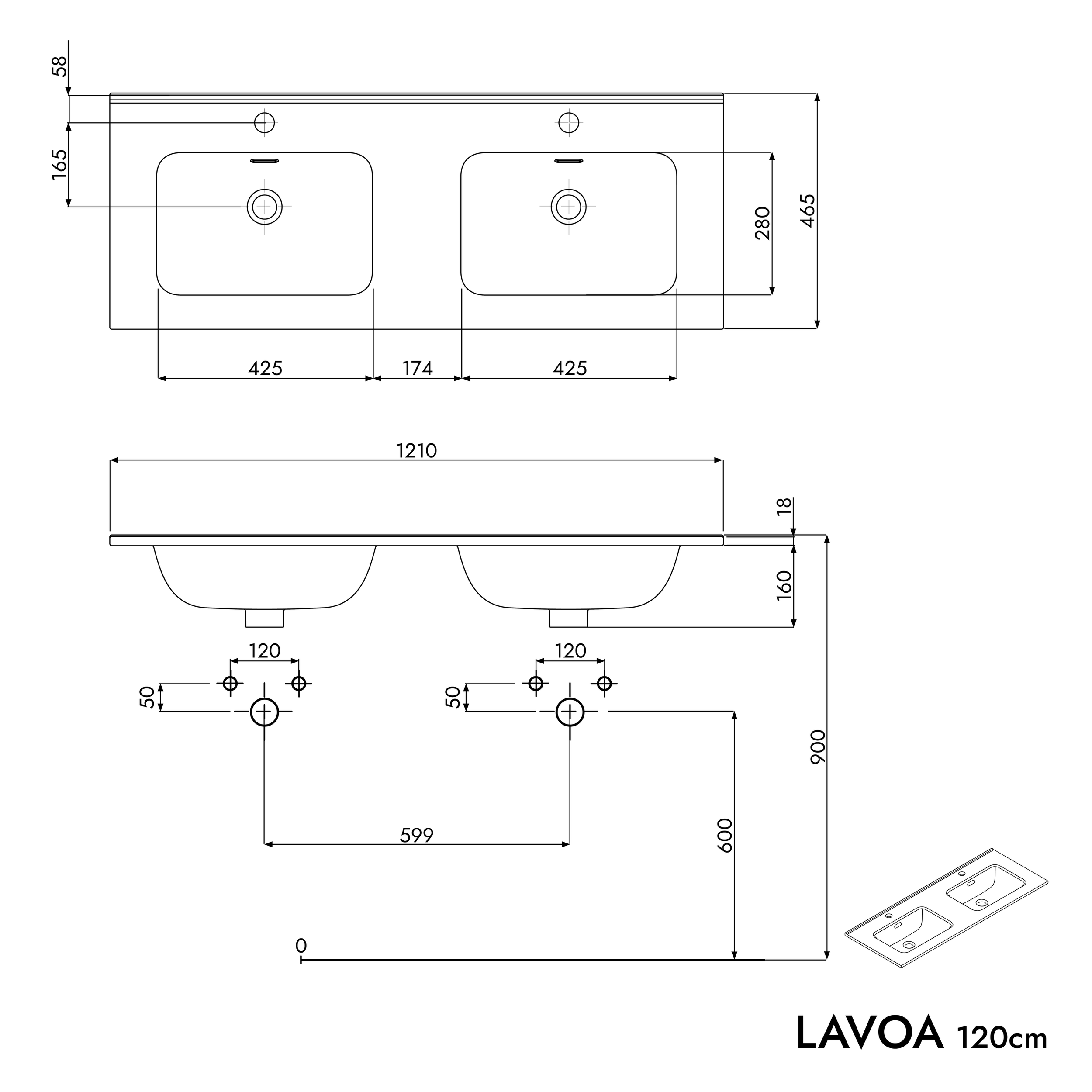 Vanity unit LAVOA 120 cm