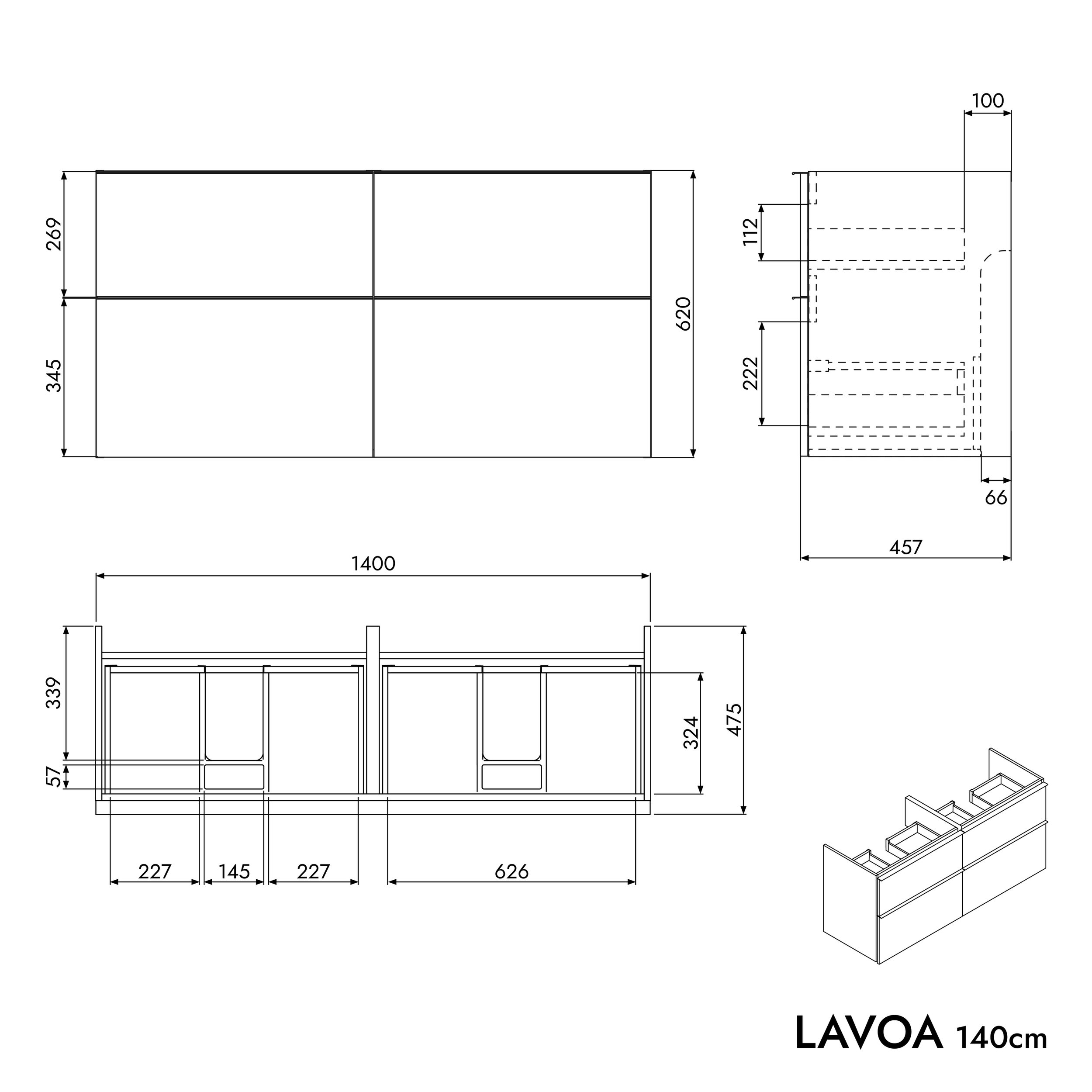 Vanity unit LAVOA 140 cm
