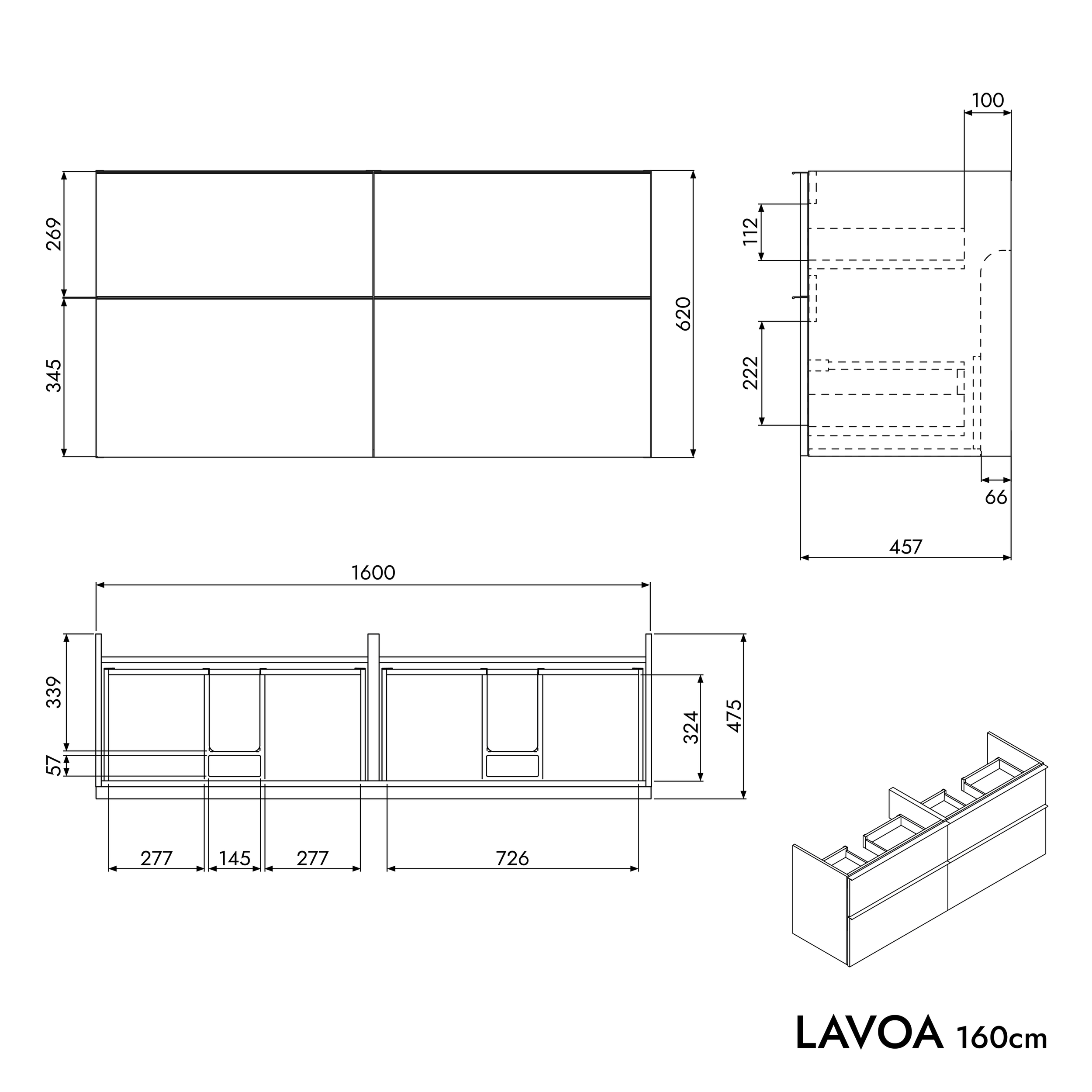 Bathroom furniture vanity unit LAVOA 160 cm