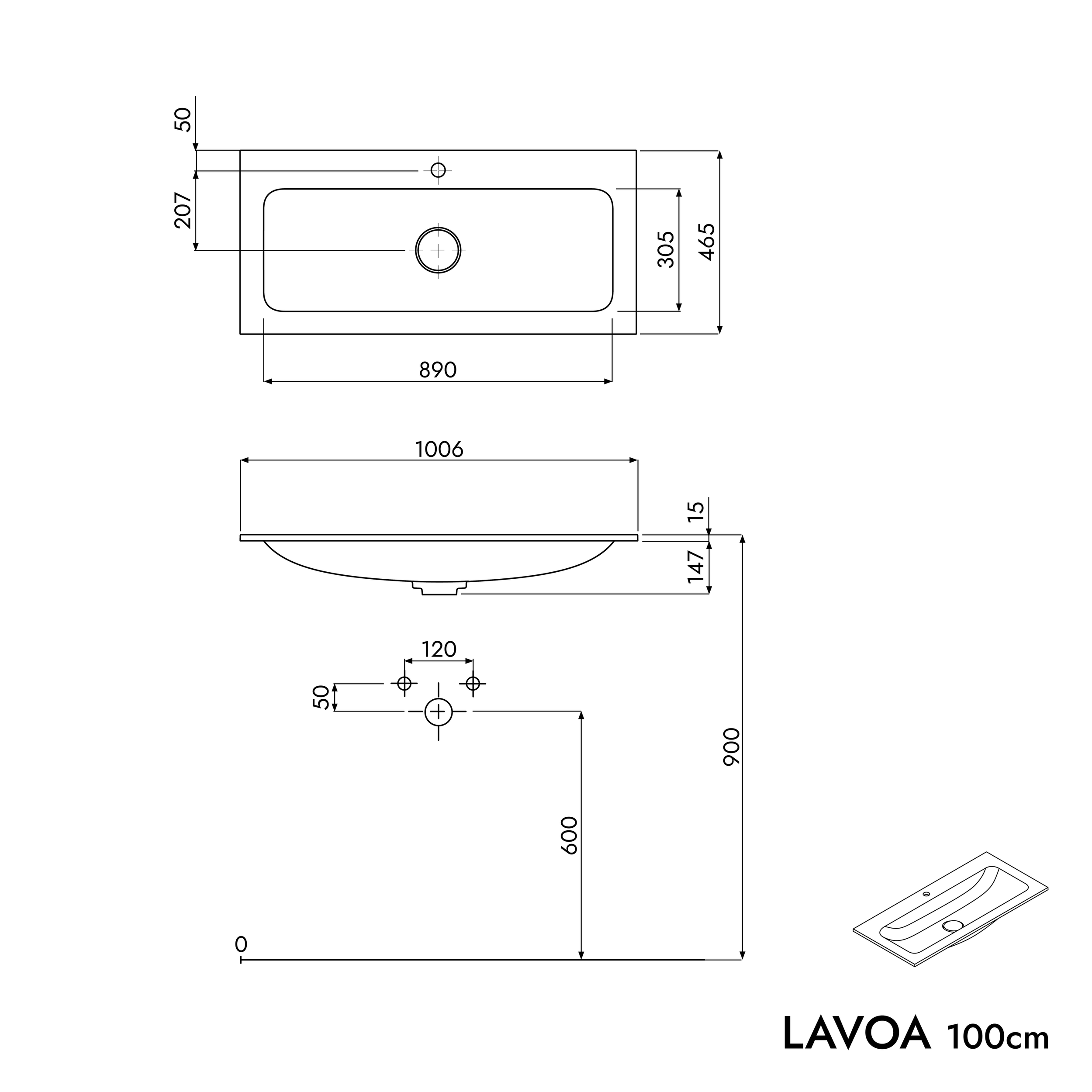 Vanity unit LAVOA 100 cm