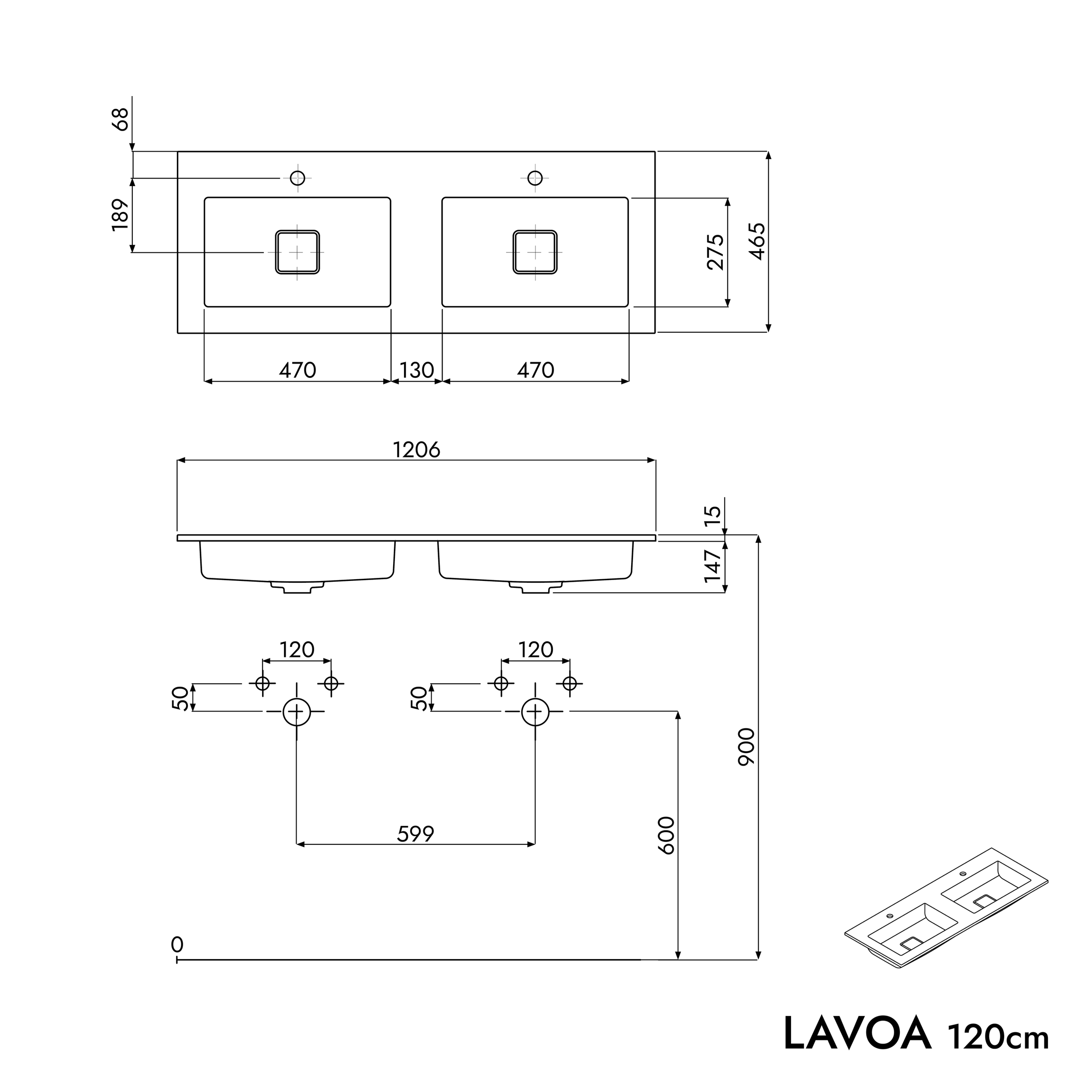 Vanity unit LAVOA 120 cm