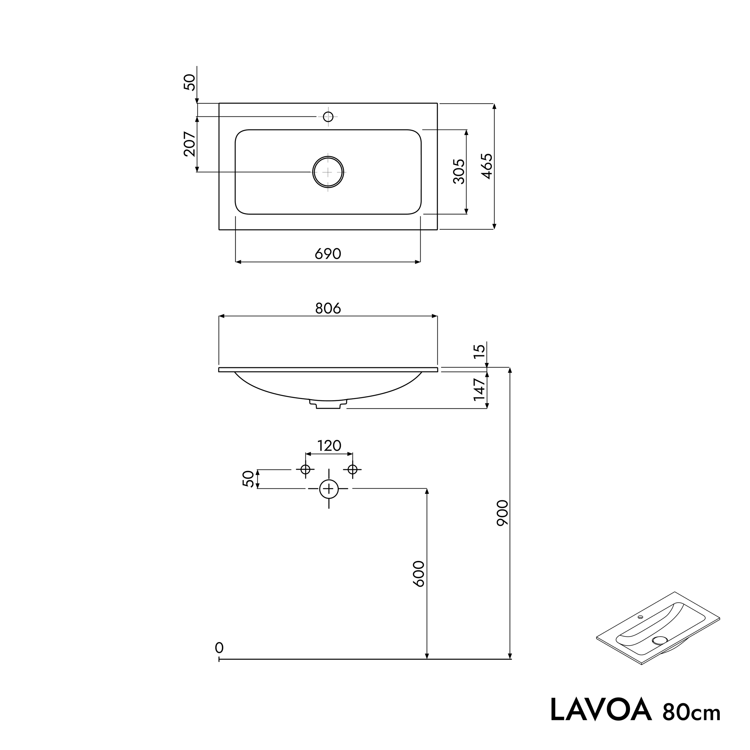 Vanity unit LAVOA 80 cm