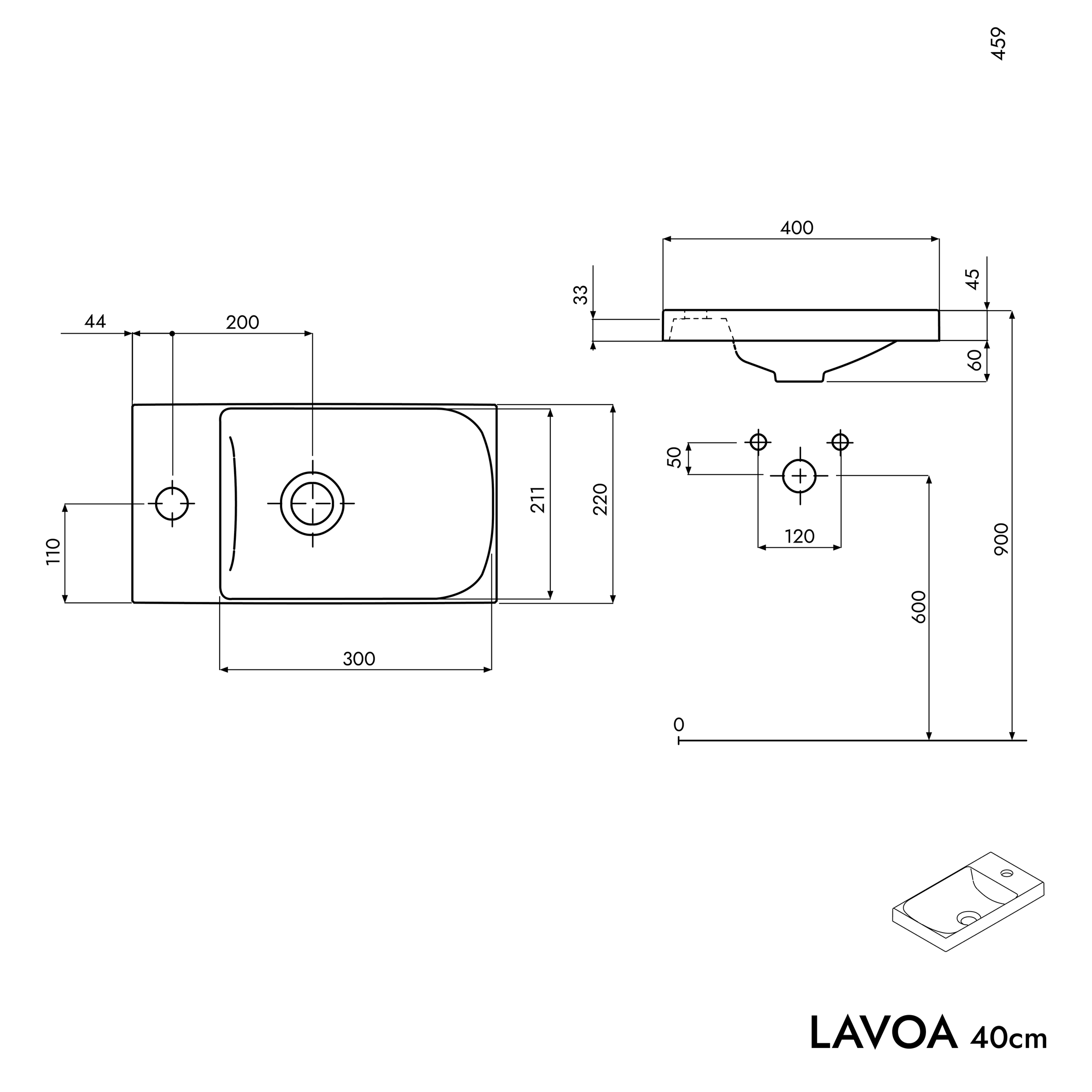 Washbasin cabinet LAVOA 40 cm