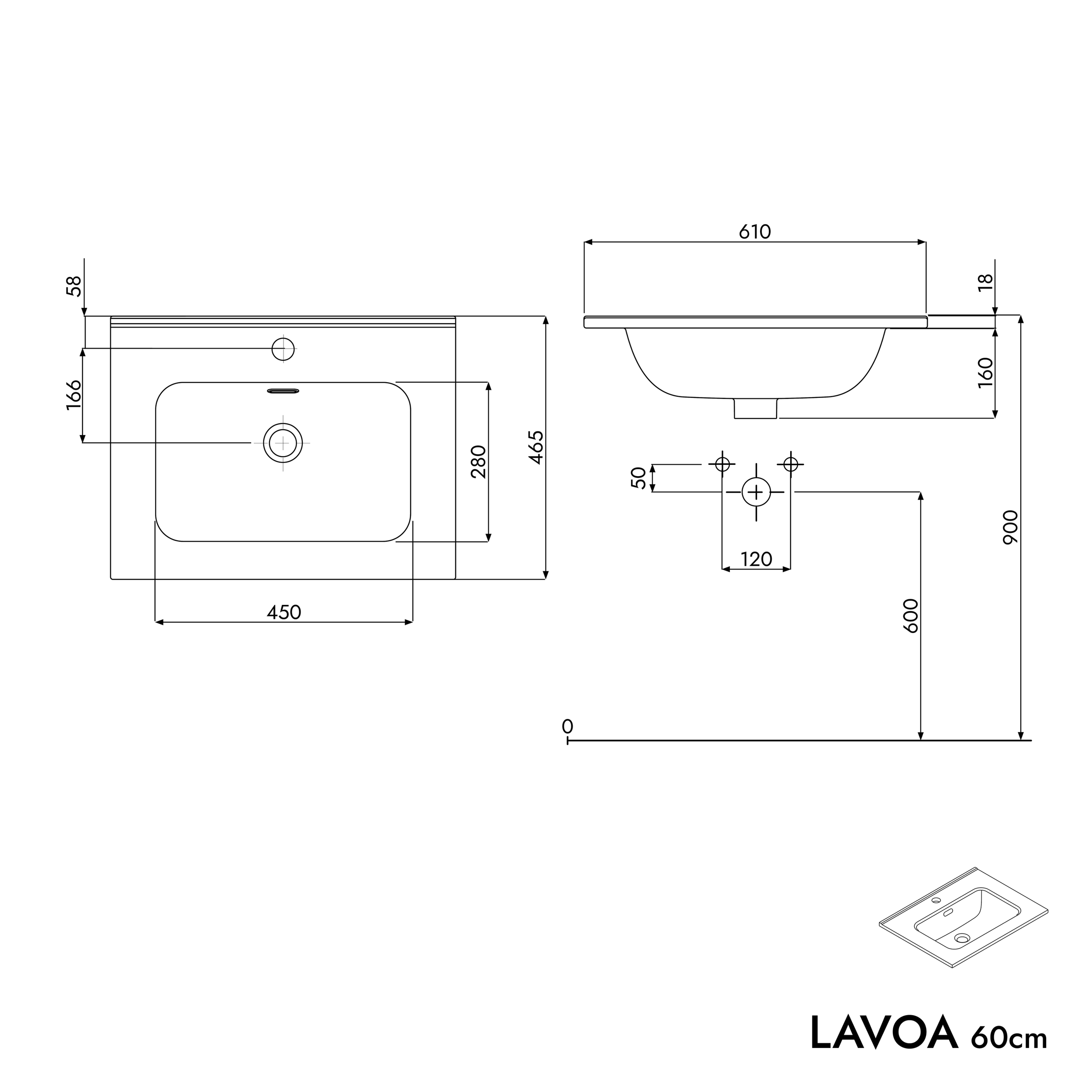 Vanity unit LAVOA 60 cm
