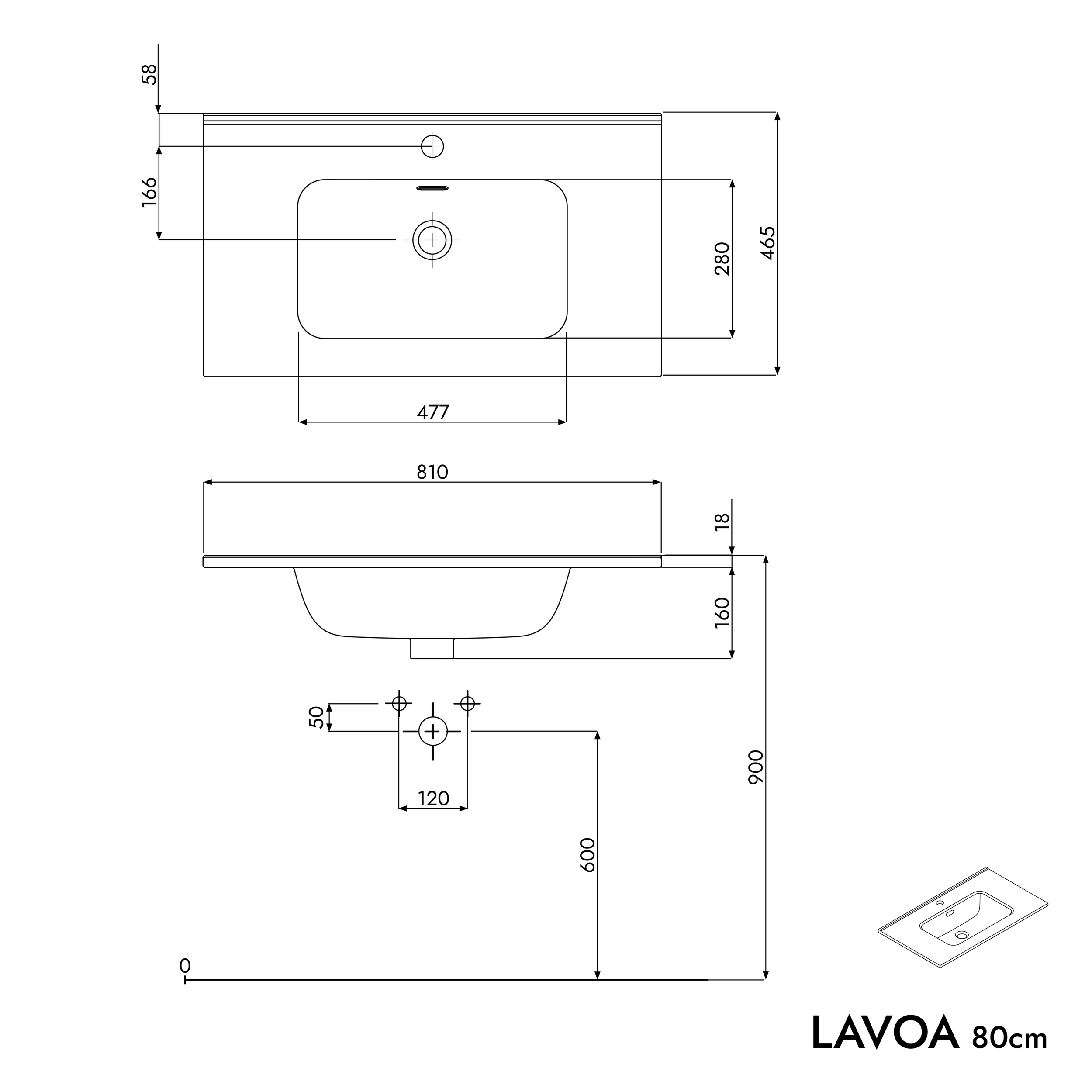 Vanity unit LAVOA 80cm