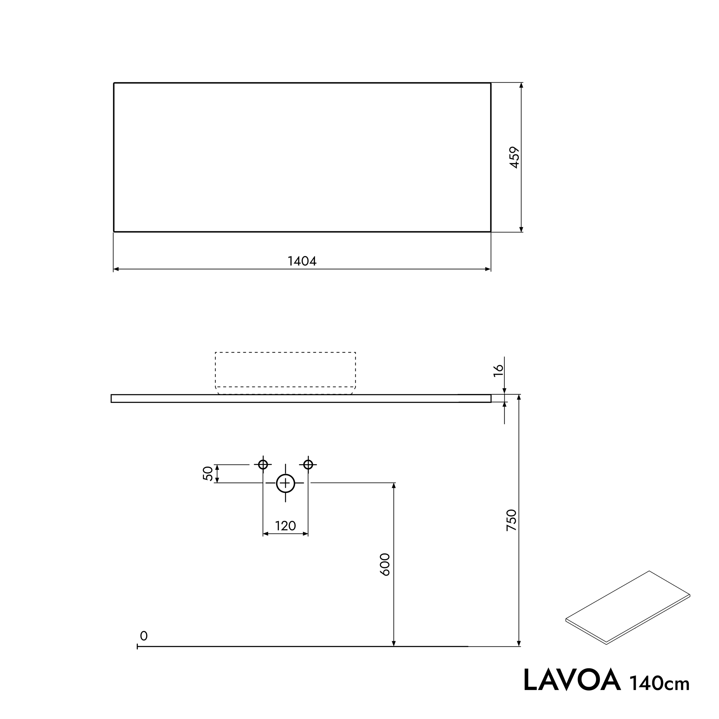 Bathroom furniture vanity unit LAVOA 140 cm