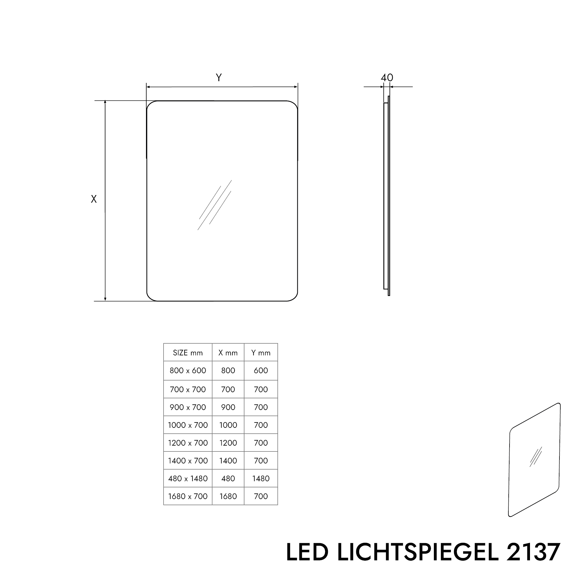 LED light mirror 2137