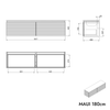 Washbasin base cabinet MAUI 180 cm