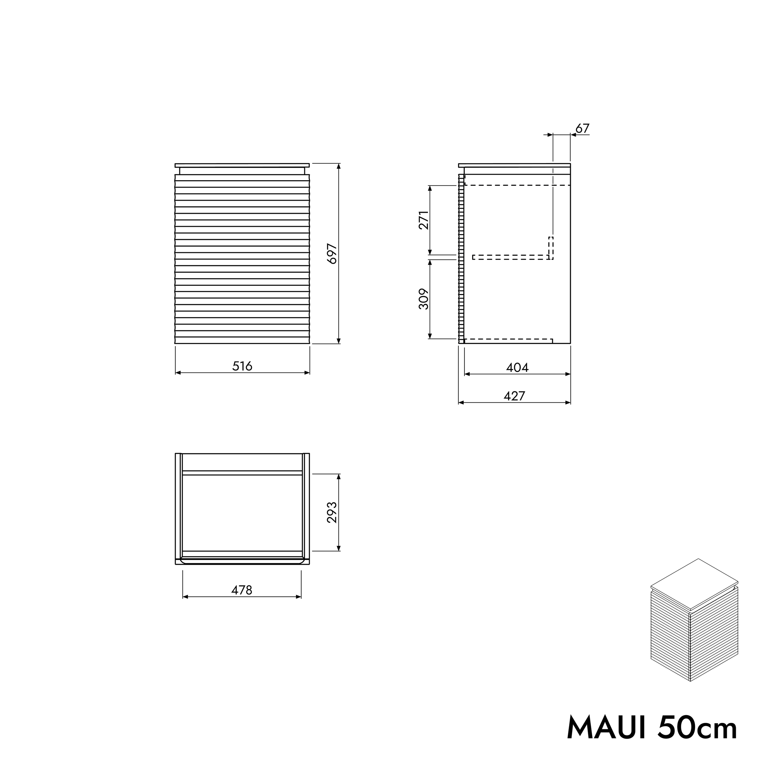 Washbasin cabinet MAUI 50 cm