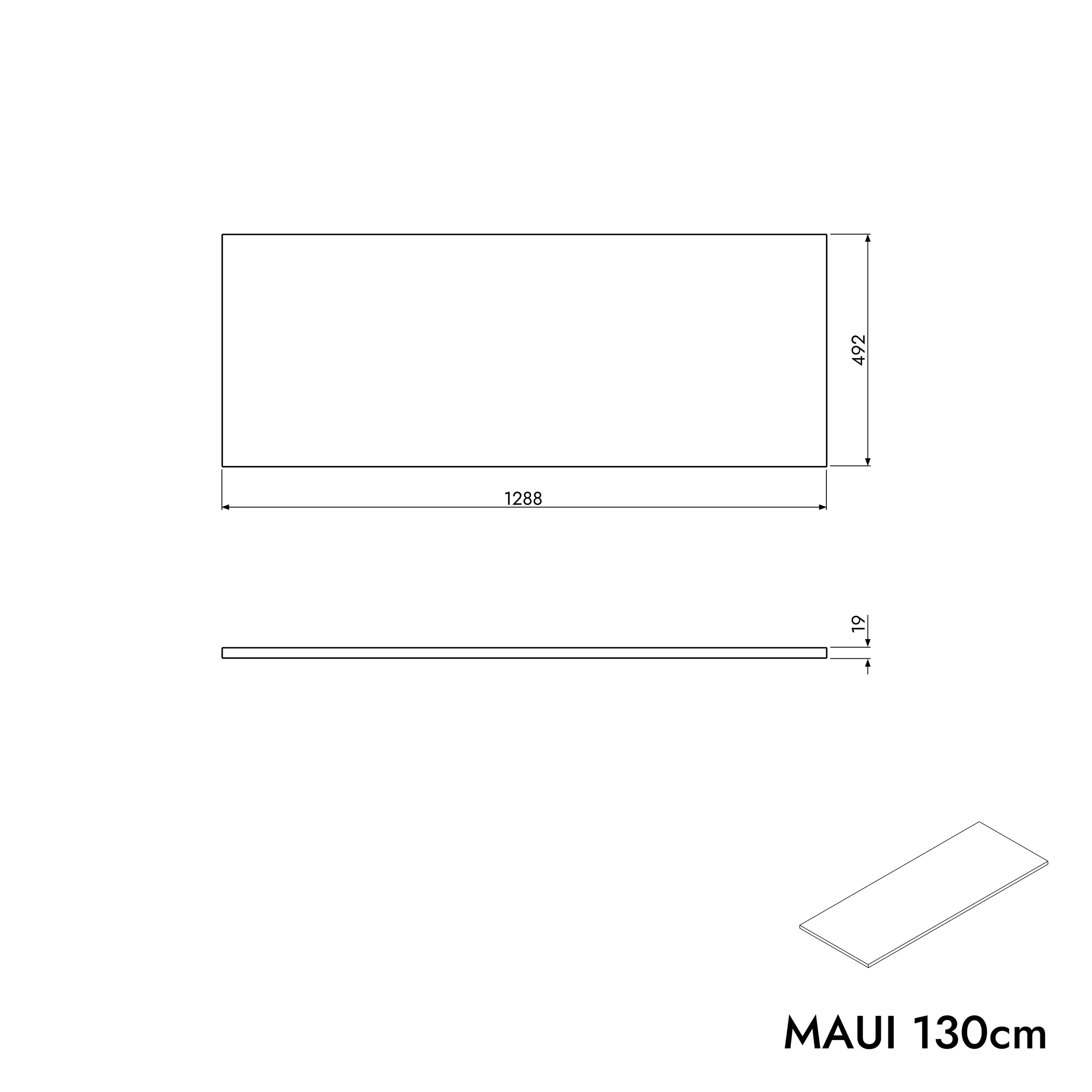 Washbasin base cabinet MAUI 130 cm
