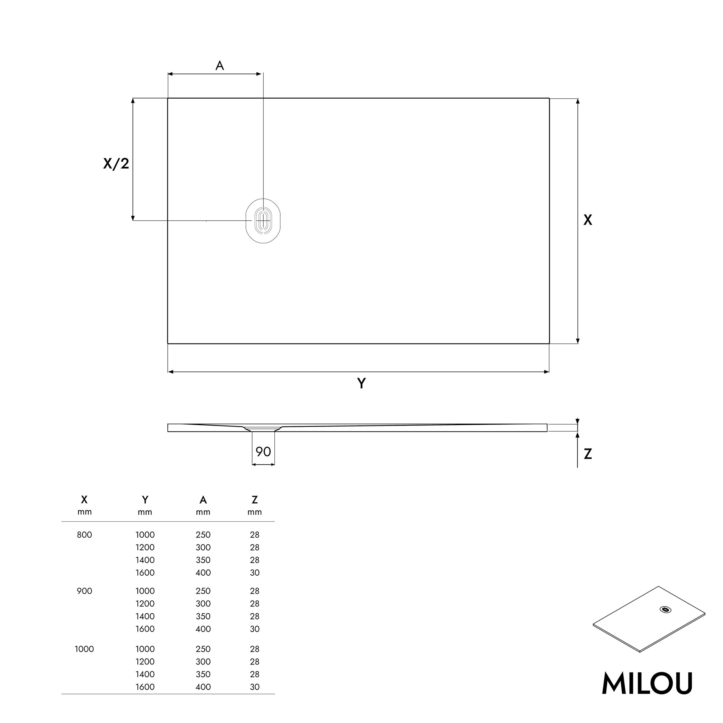 Shower tray MILOU flat