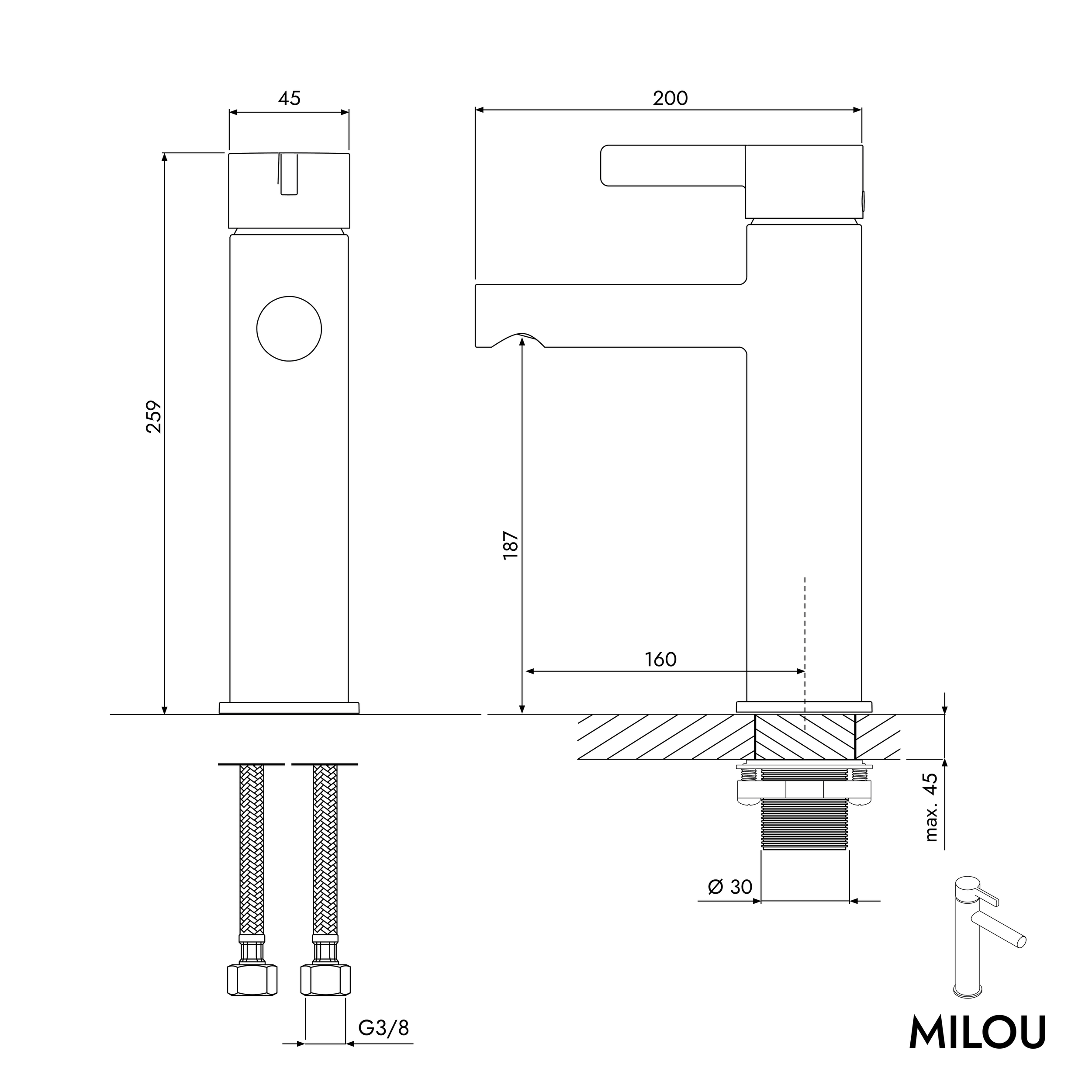 Washbasin faucet MILOU L