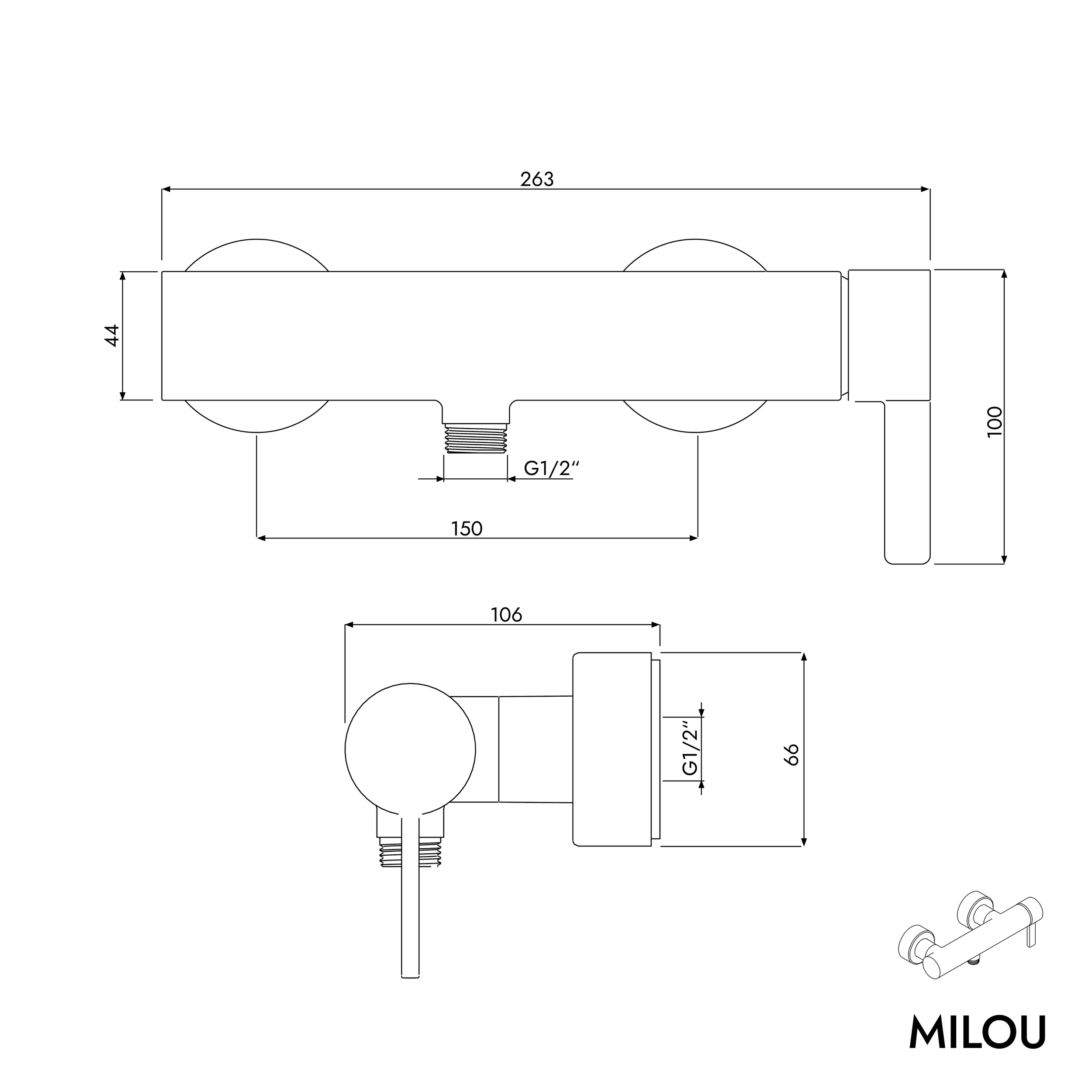 Shower fitting MILOU surface-mounted