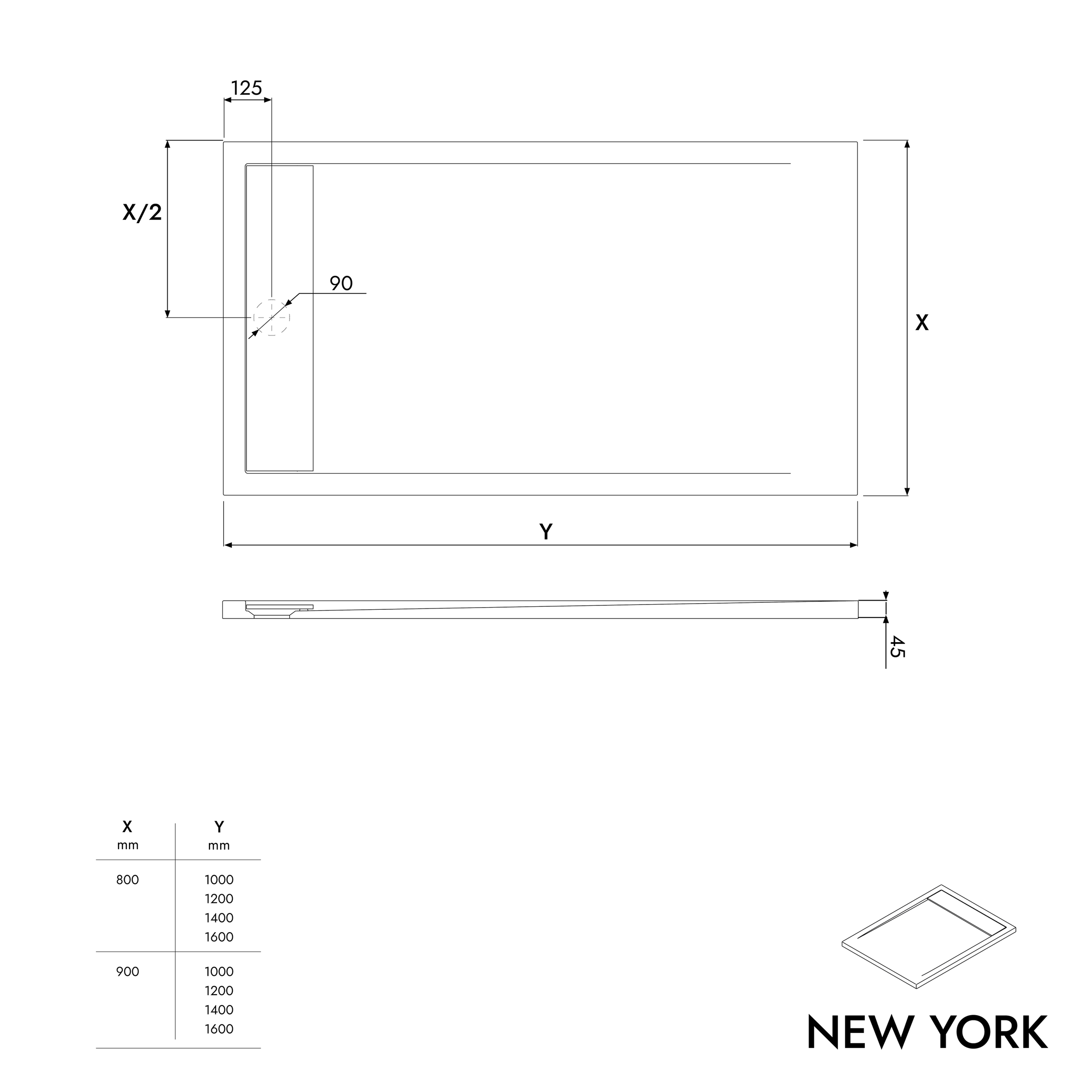 Shower tray shower base New York