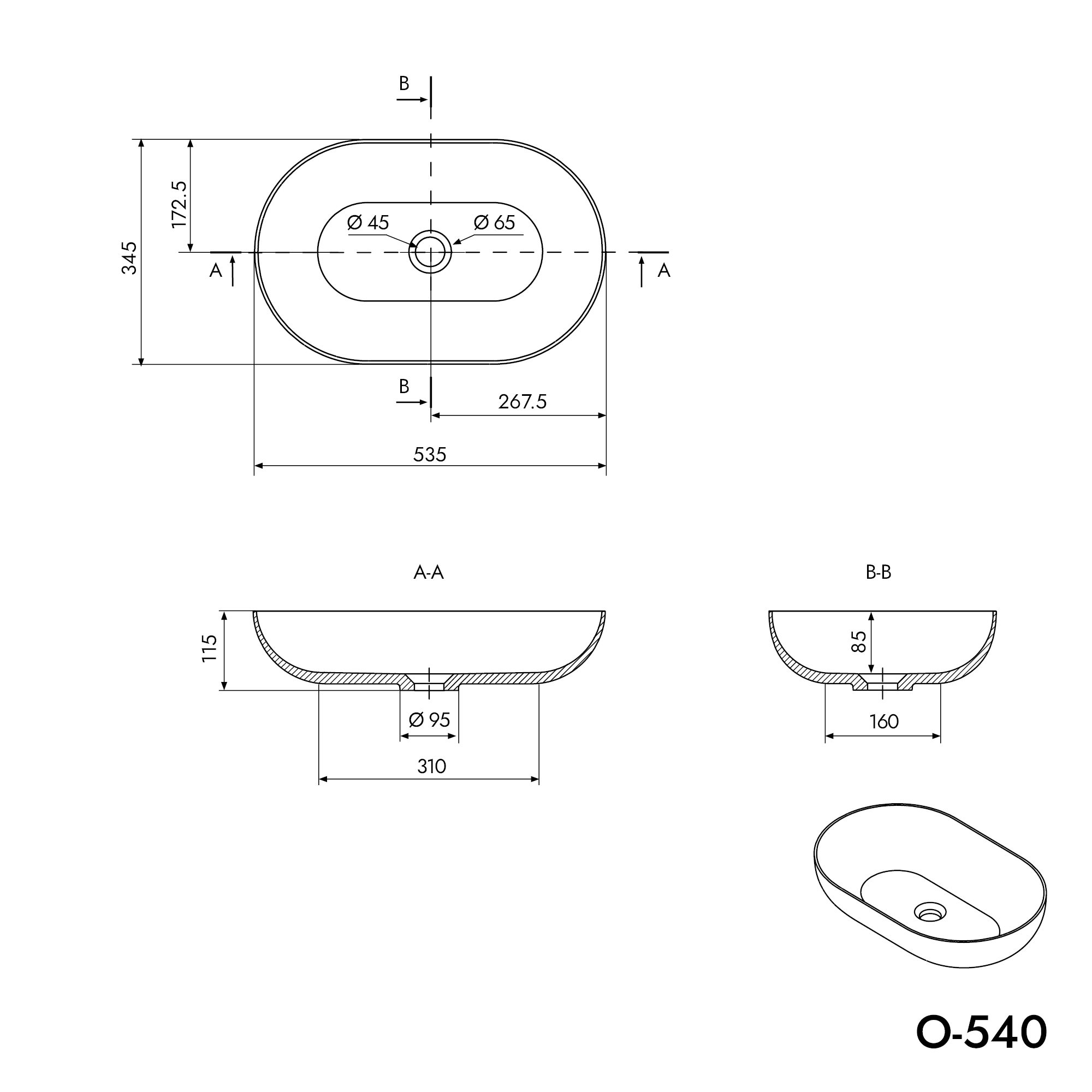 Countertop washbasin O-540