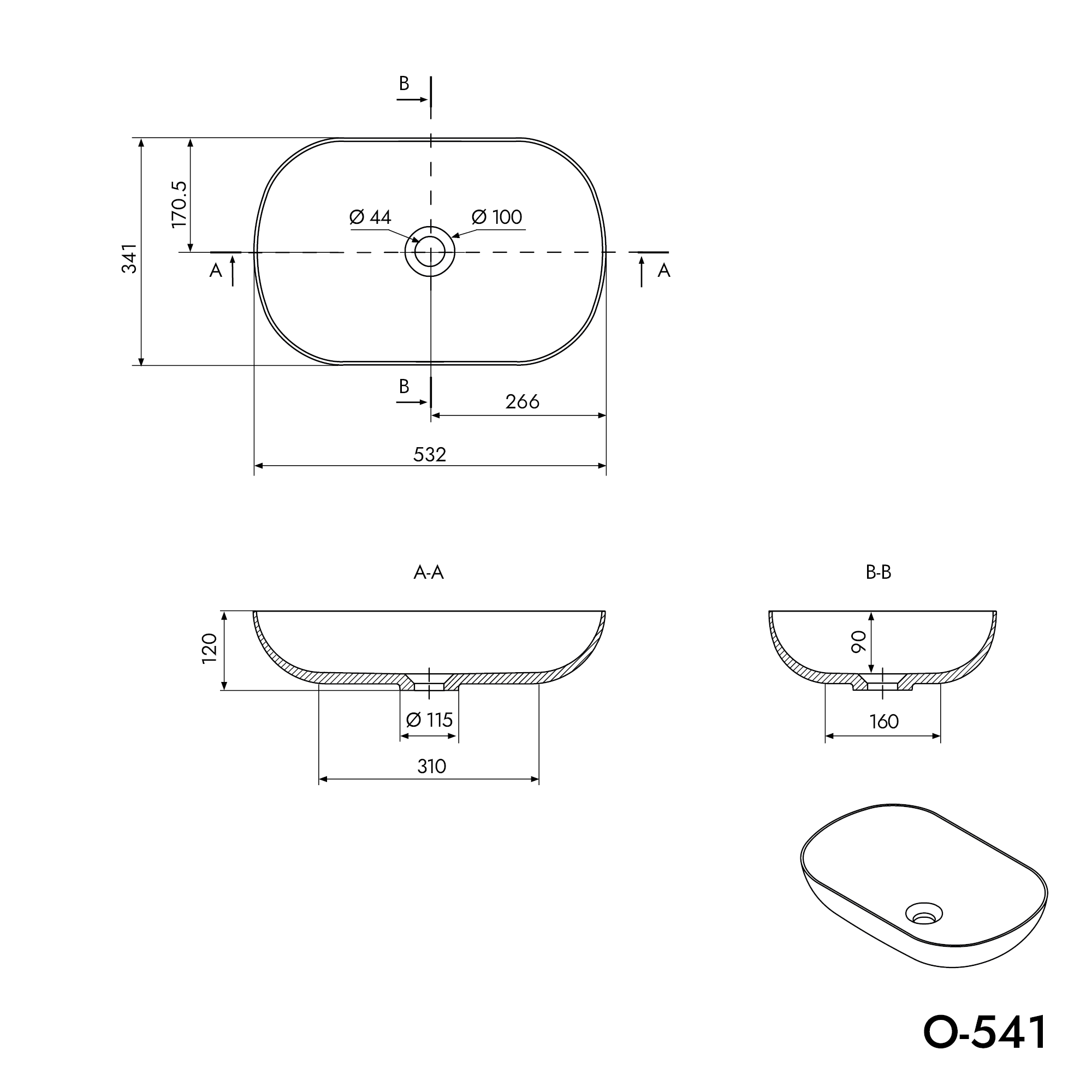 Countertop washbasin O-541