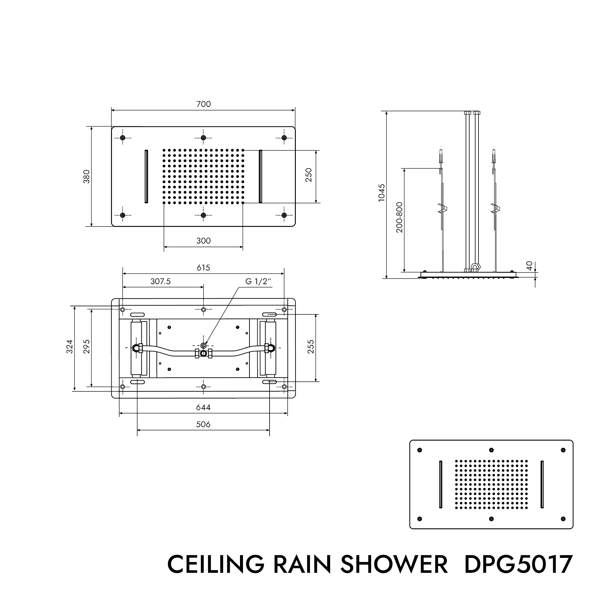 XXL rain shower stainless steel ceiling shower DPG5017