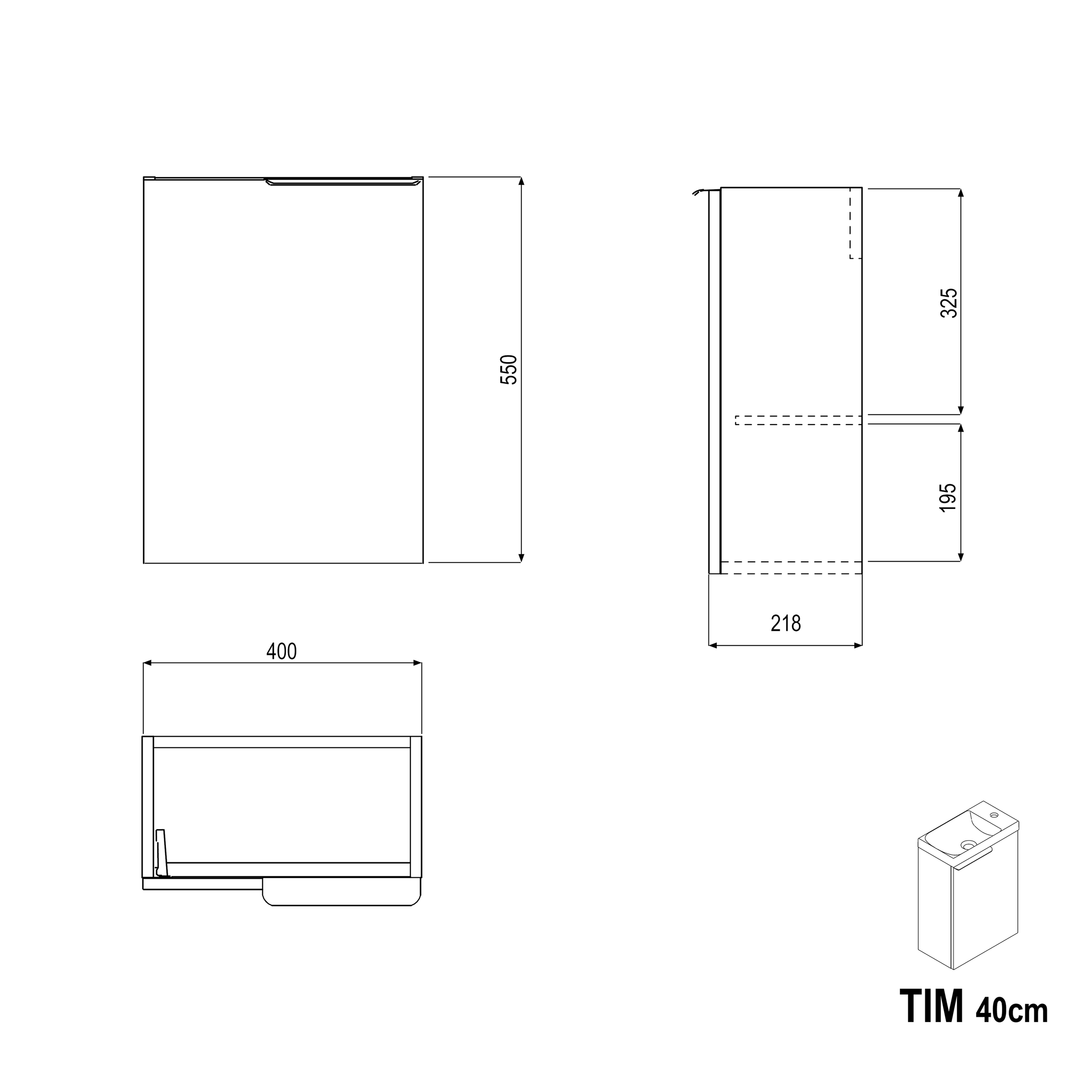 Washbasin cabinet TIM 40 cm