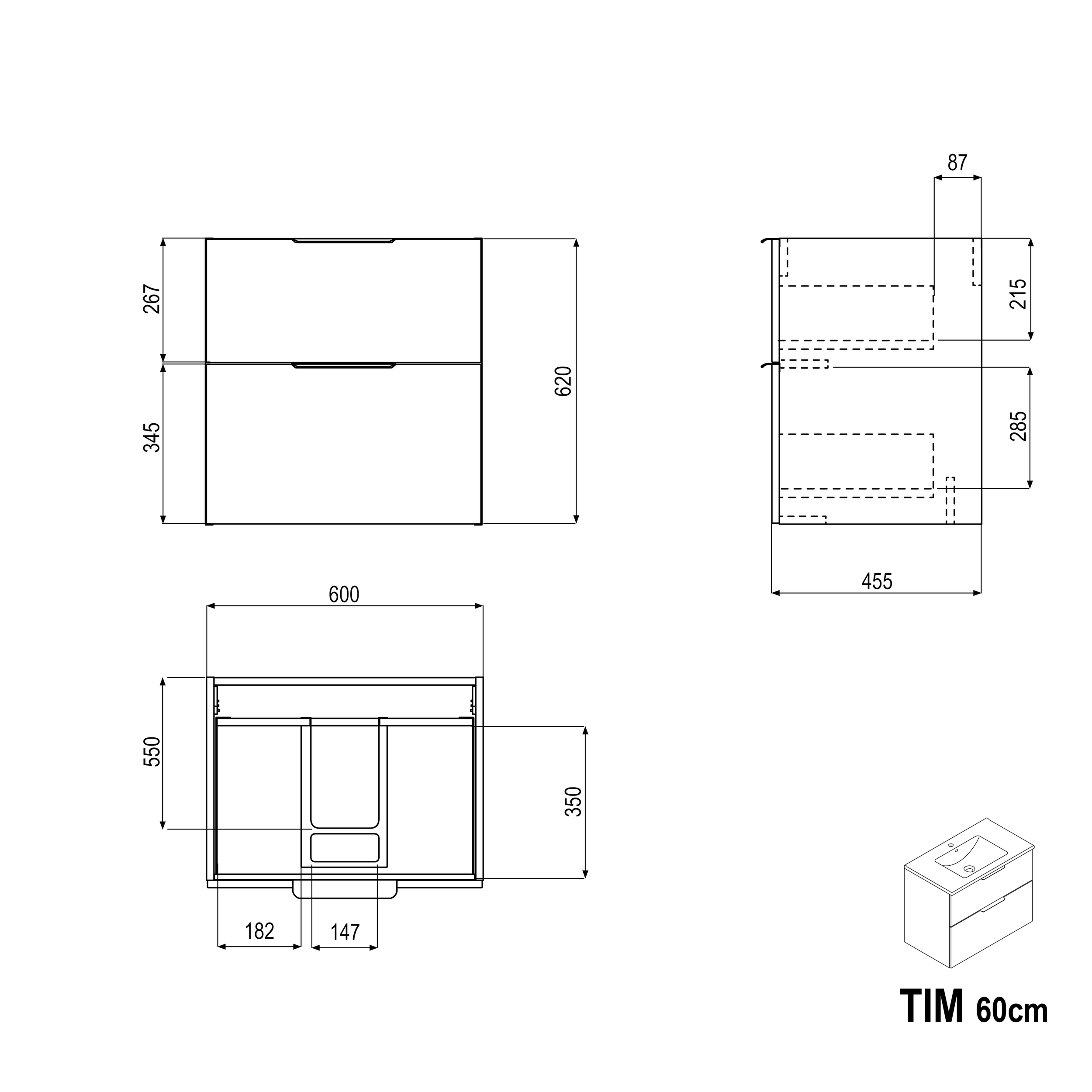 Vanity unit TIM 60 cm