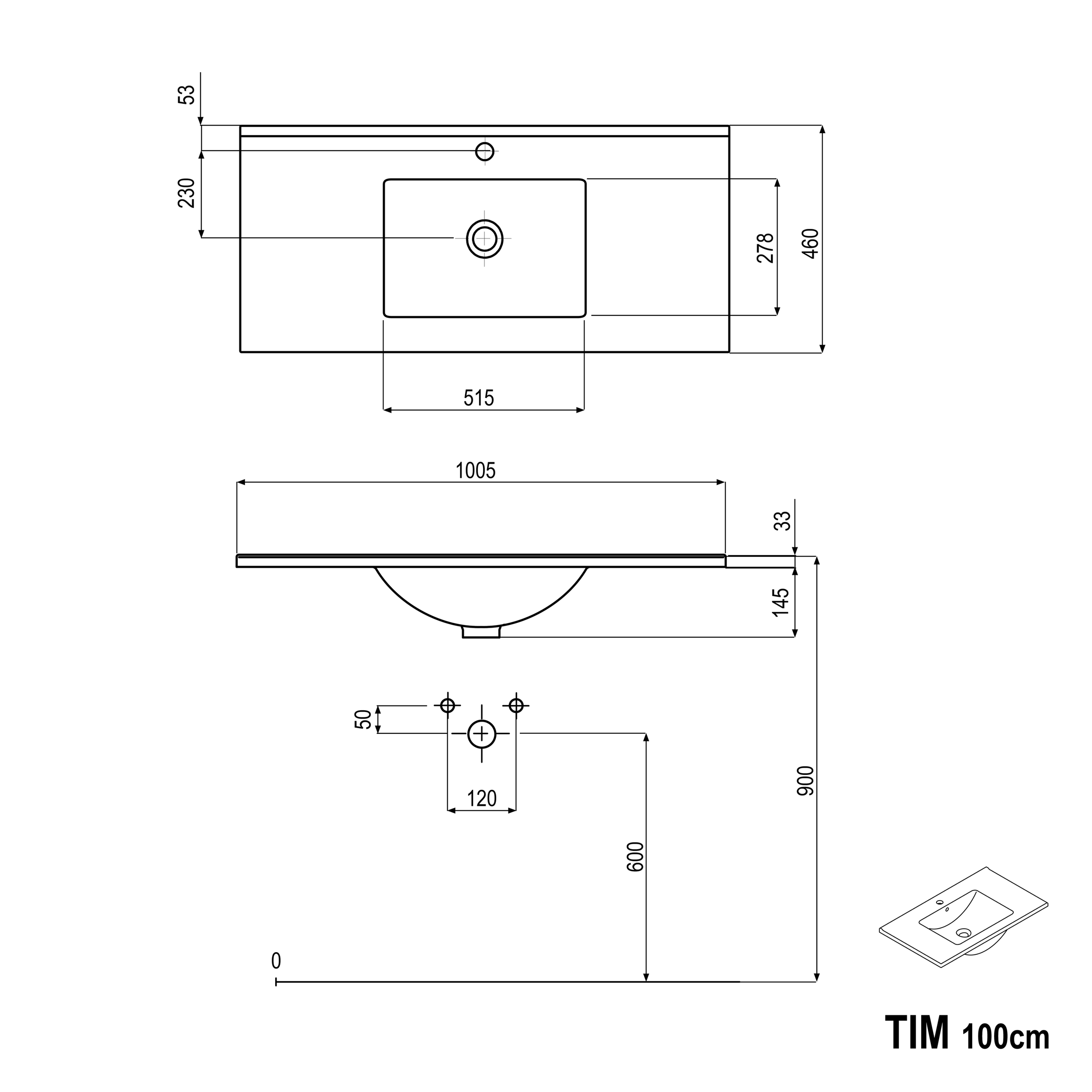 Bathroom furniture set TIM 100 cm with washbasin