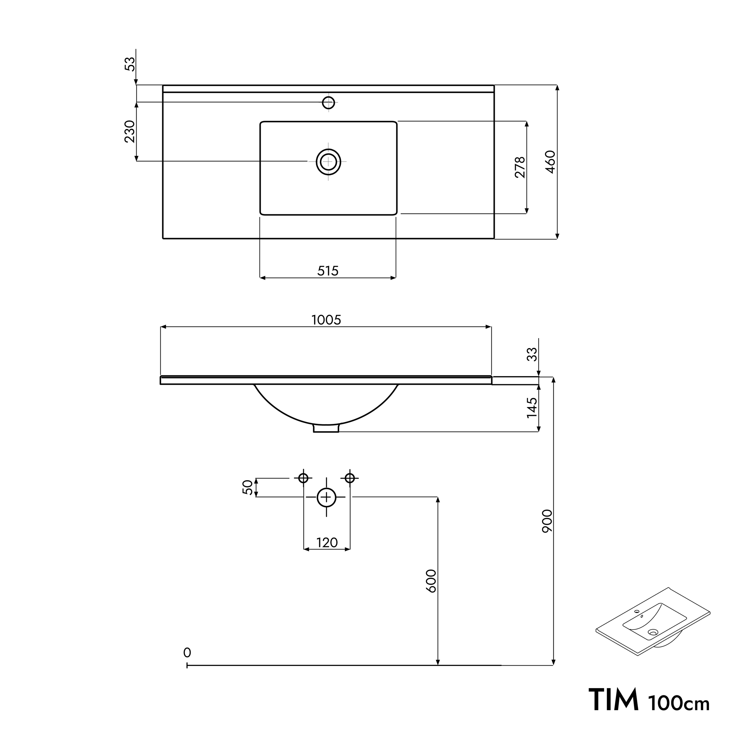 Bathroom furniture set TIM 100 cm with washbasin