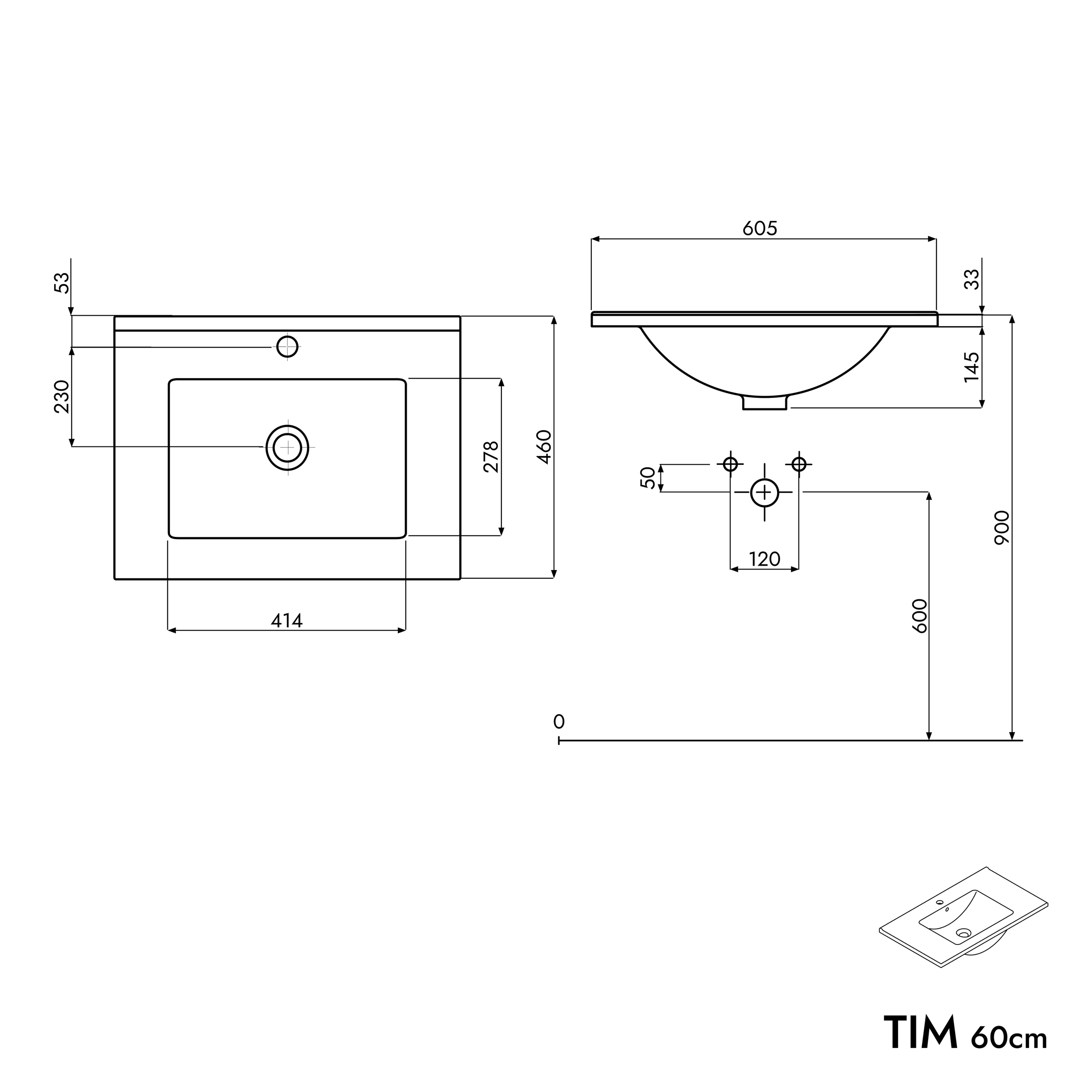 Bathroom furniture set TIM 60 cm with washbasin