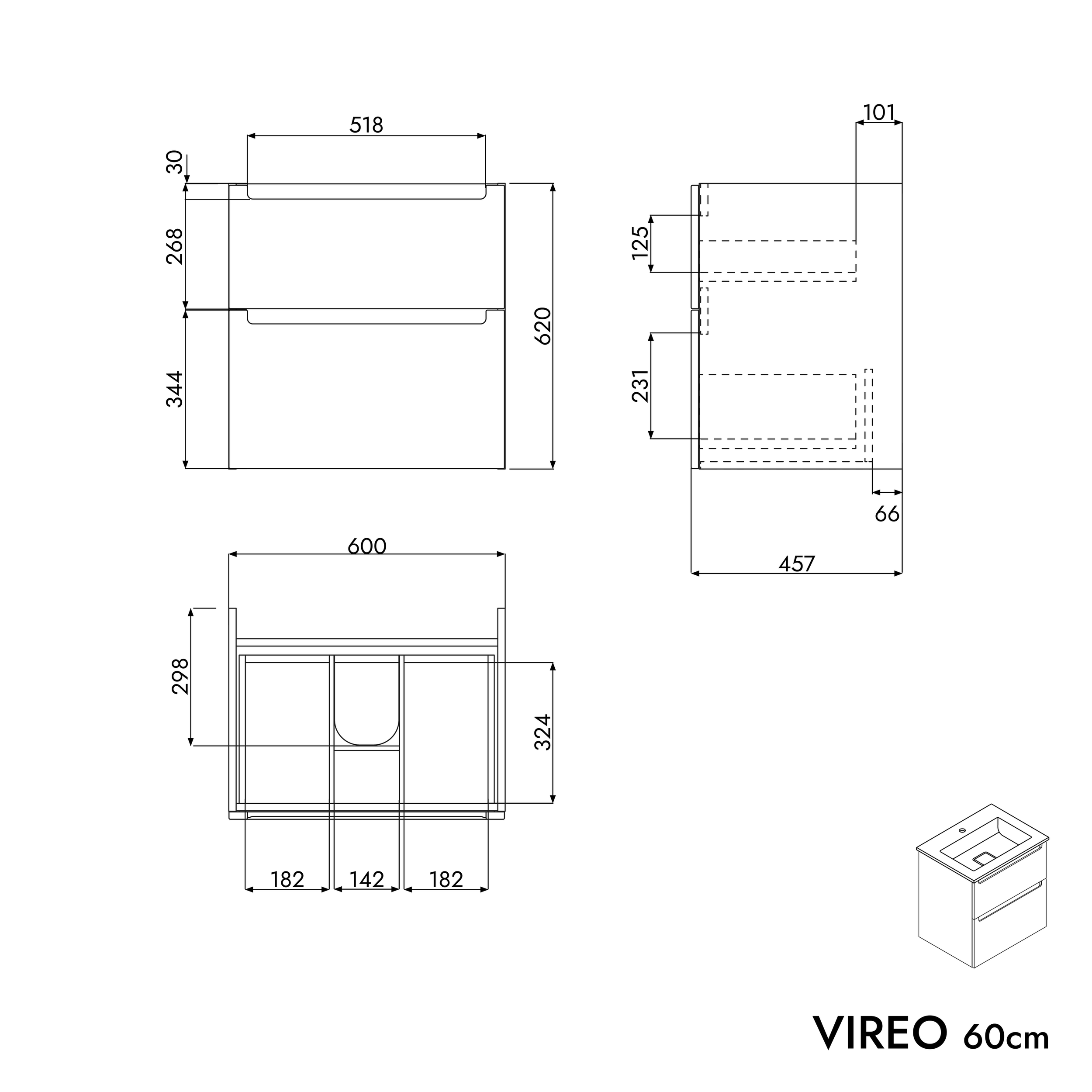 VIREO 60 cm vanity unit