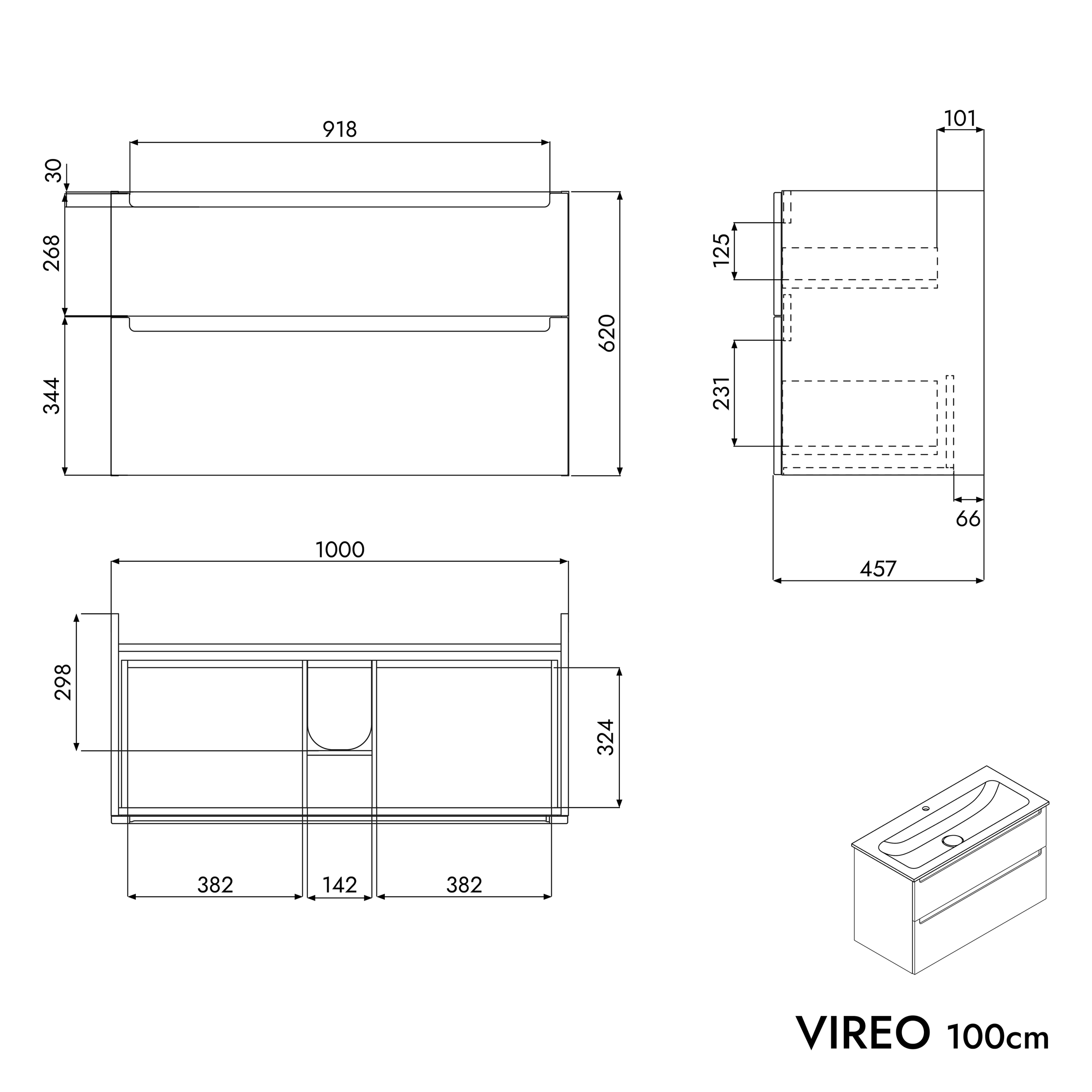 Vanity unit VIREO 100 cm