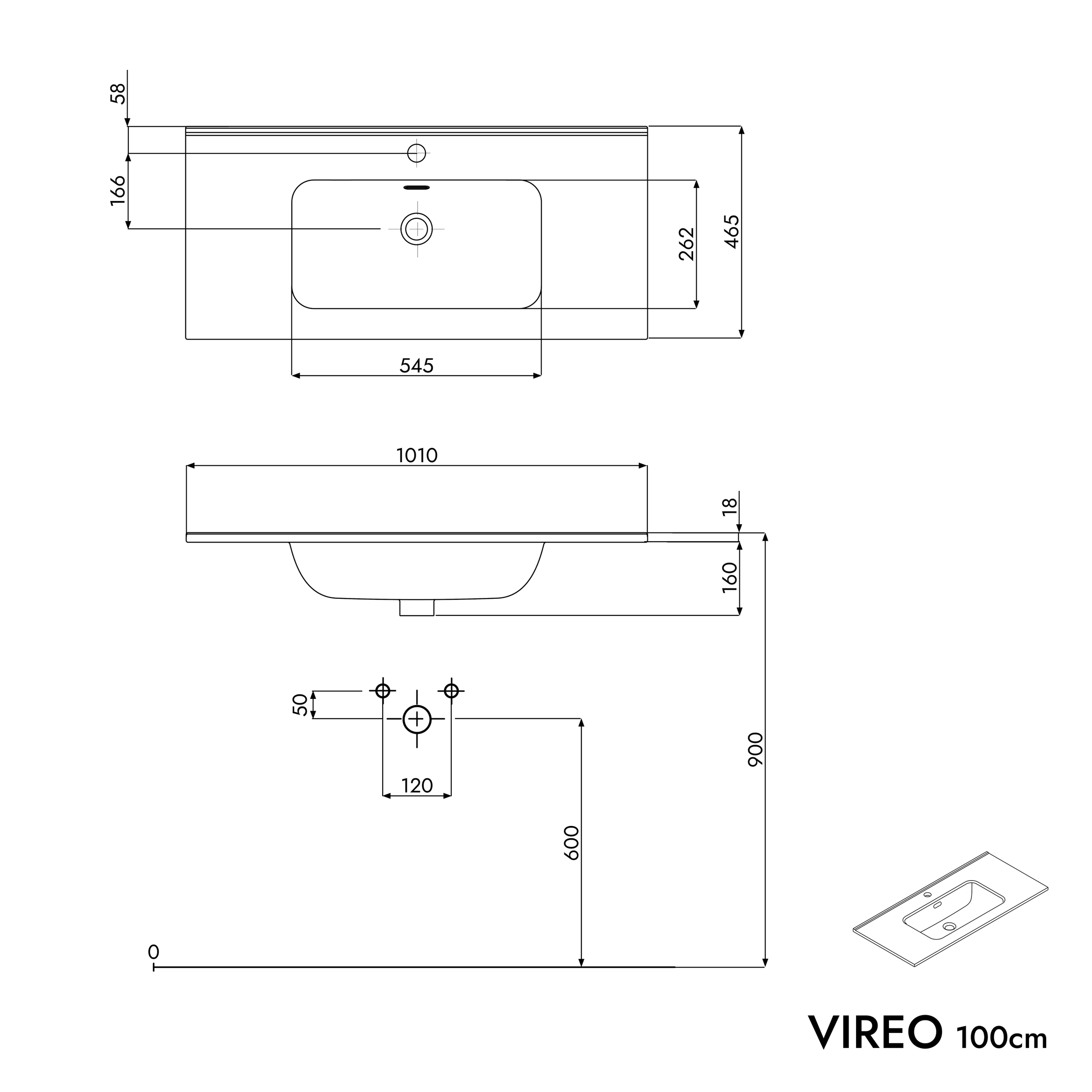 Vanity unit VIREO 100 cm